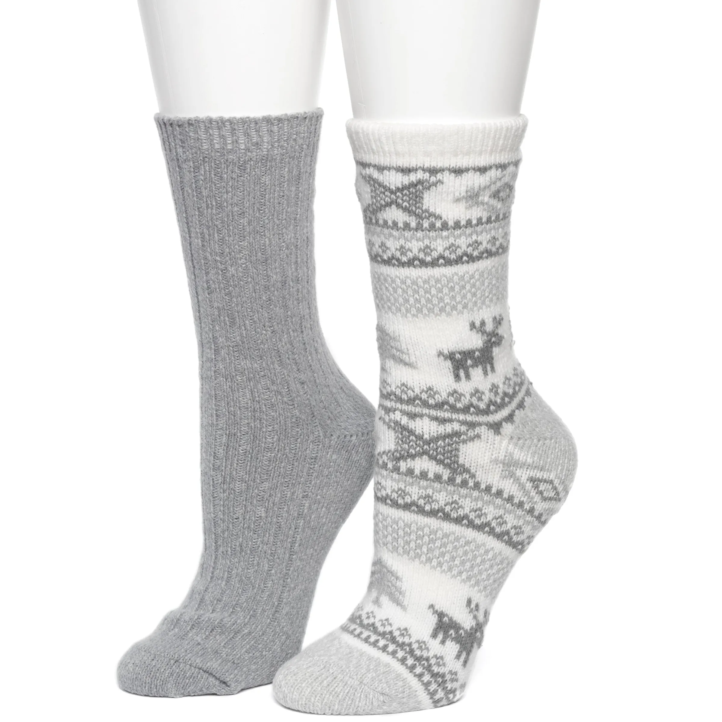Hot Allover Reindeer/Twist Rib Crew Sock 2 Pack Women Socks|Women's Accessories