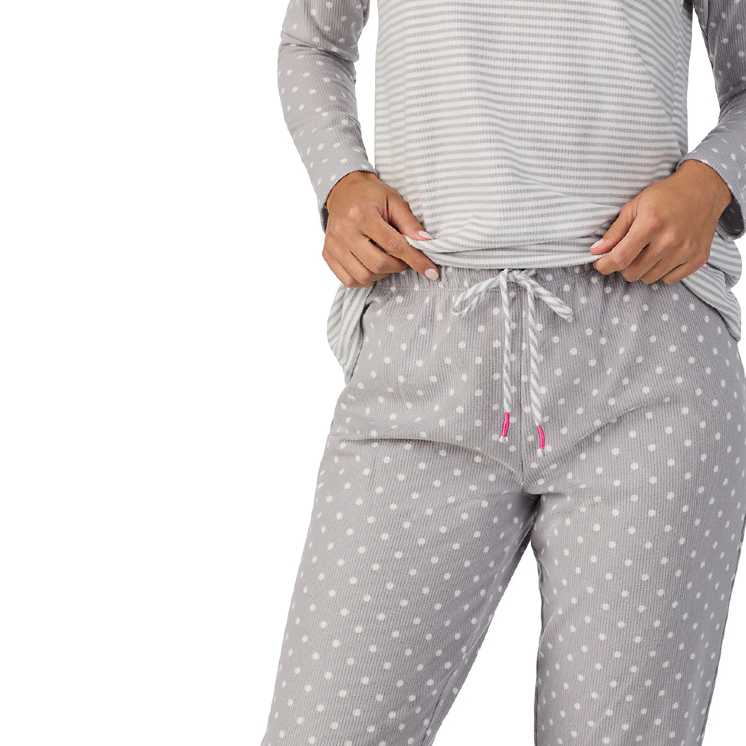 Online Brushed Mini Waffle Thermal Long Sleeve with Jogger Pajama Set Women Sleepwear|Long Sleeves