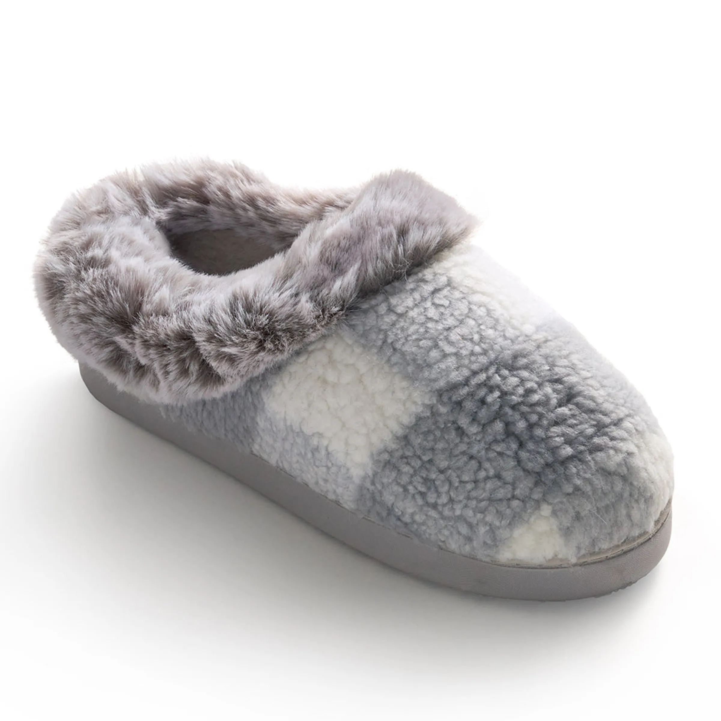 Online Buffalo Plaid Clog Slipper with Contrast Sherpa Lining Women Women's Accessories|Slippers