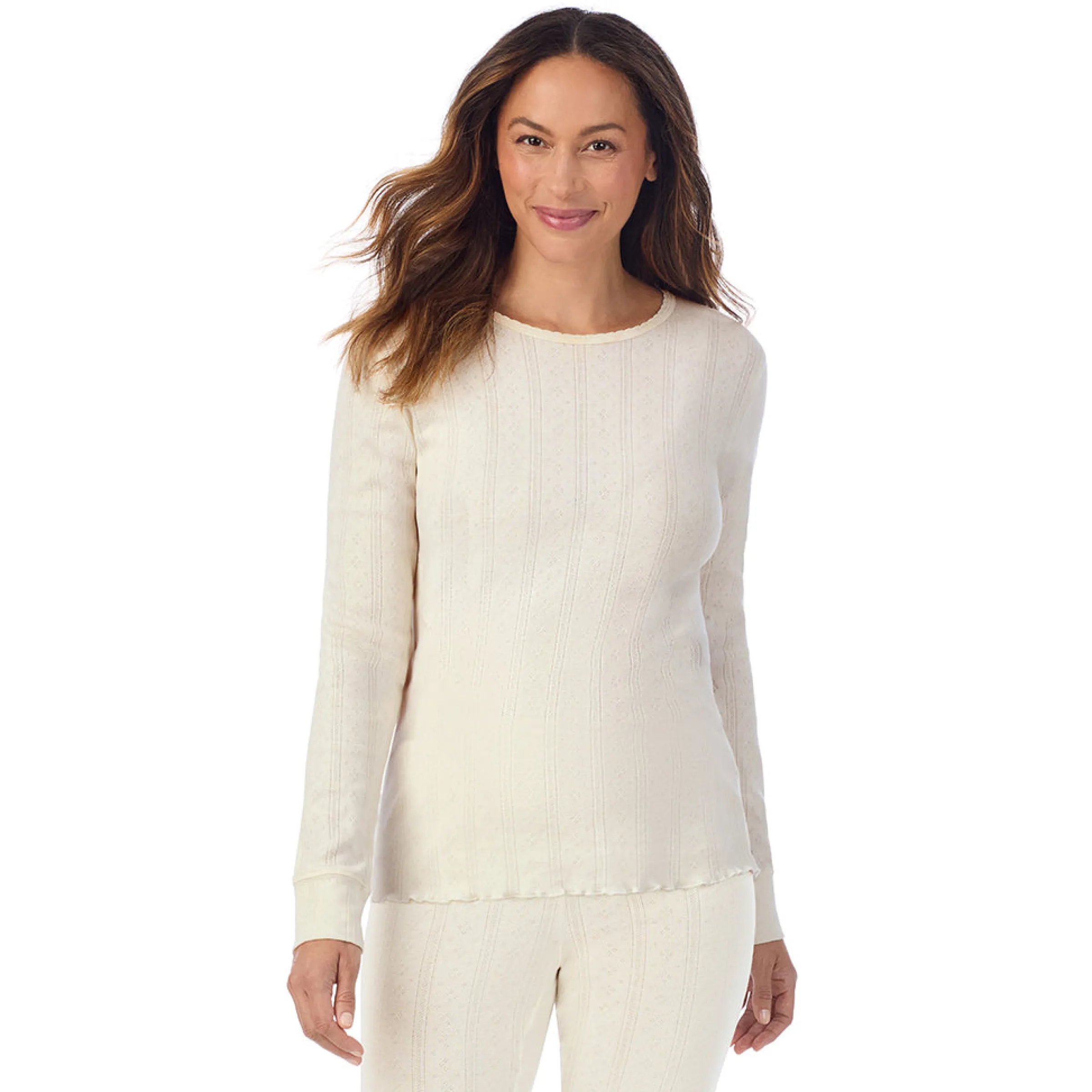 Cotton Pointelle Long Sleeve Crew Women Long Sleeves