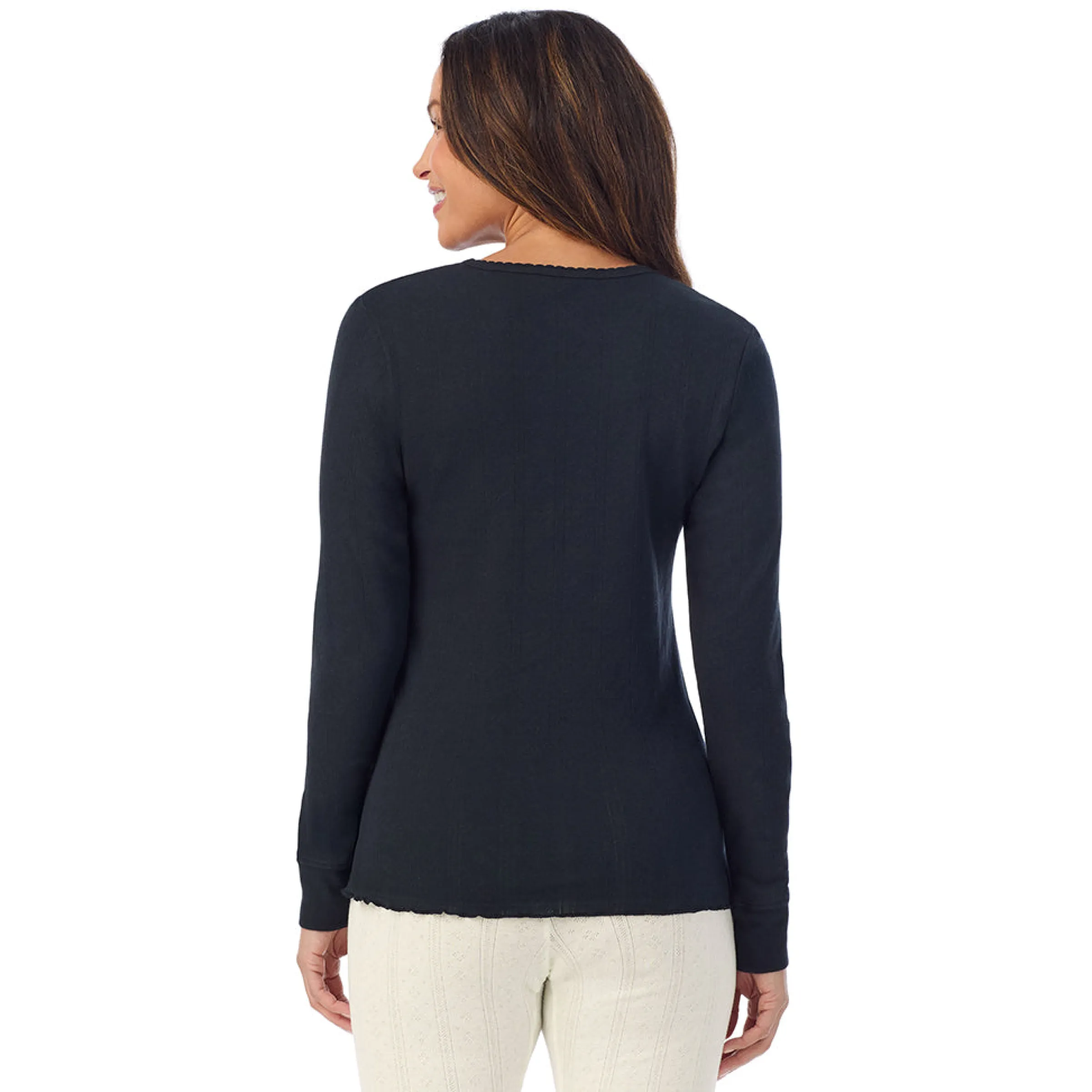 Cotton Pointelle Long Sleeve Crew Women Long Sleeves