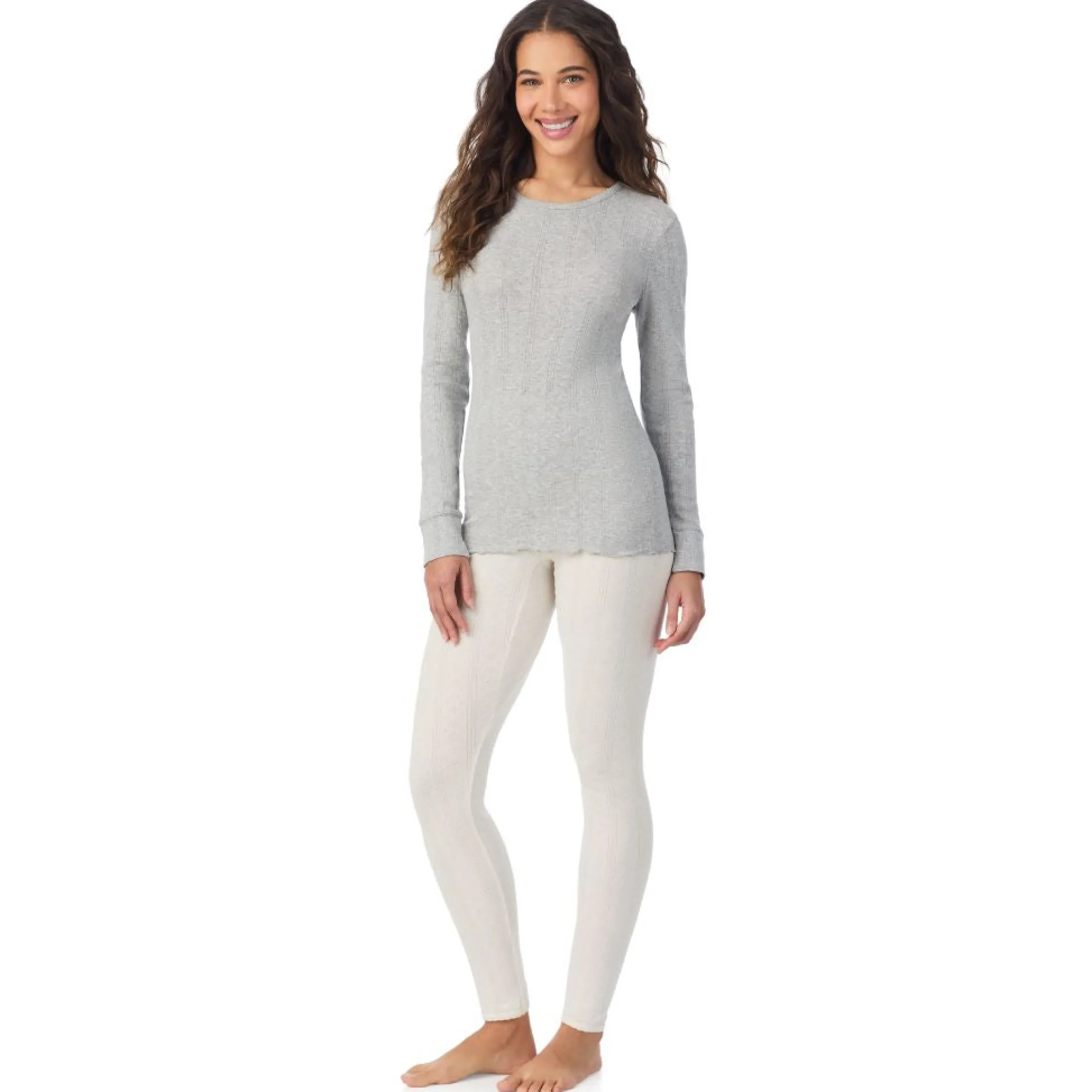 Cotton Pointelle Long Sleeve Crew Women Long Sleeves