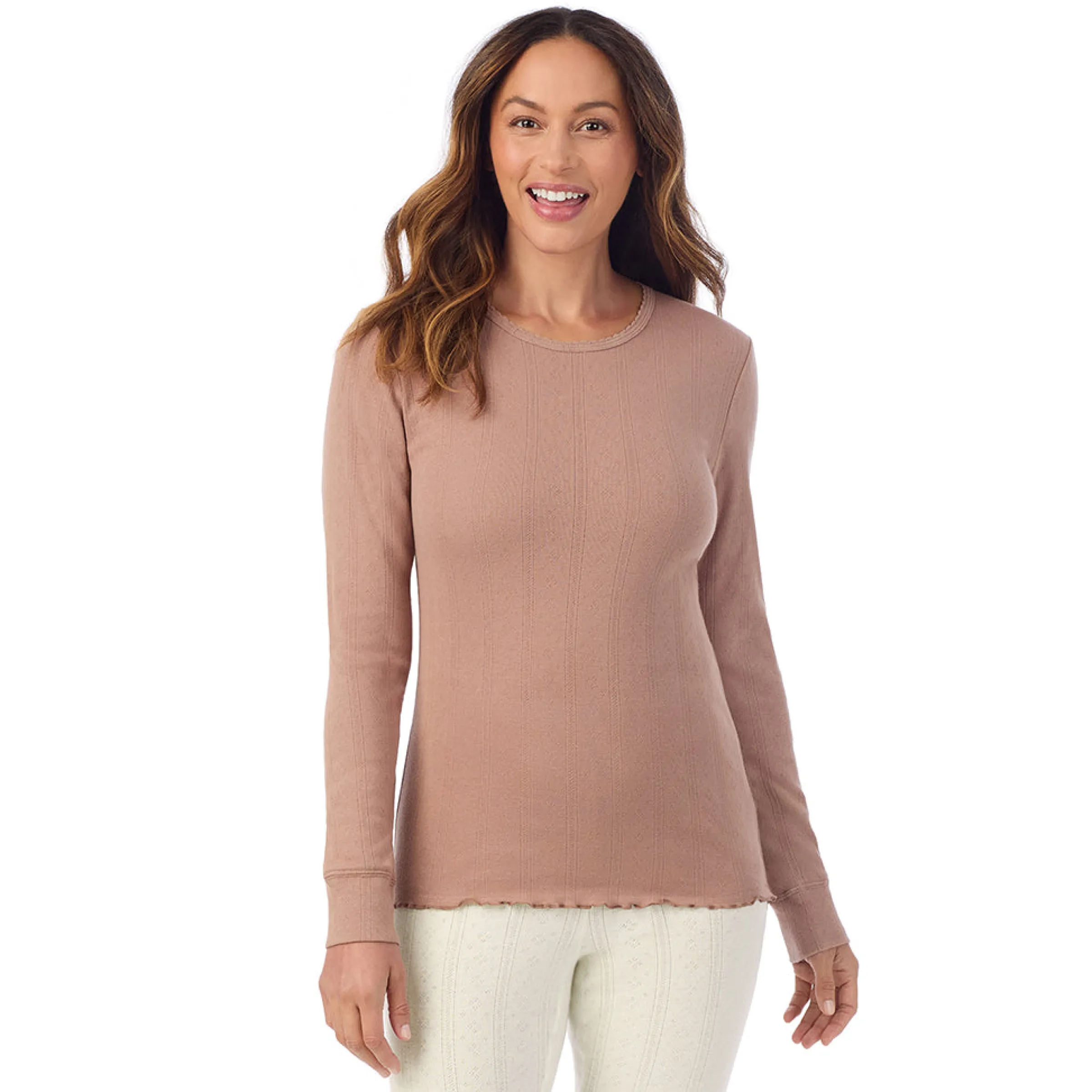 Cotton Pointelle Long Sleeve Crew Women Long Sleeves