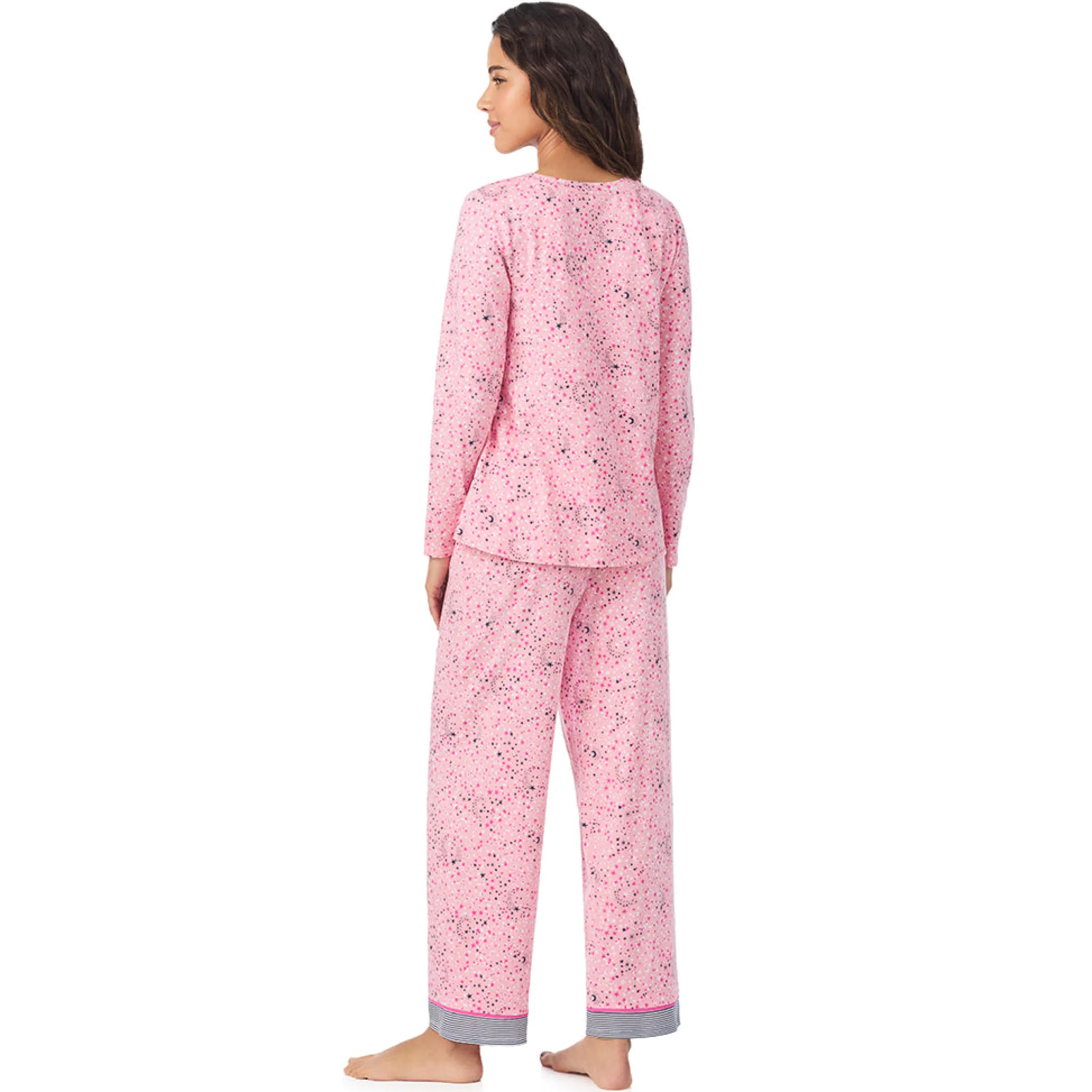 Outlet Cotton Rich Long Sleeve Top with Pant Pajama Set Women Sleepwear|Long Sleeves