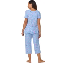 Cotton Rich Ruffled Short Sleeve Top with Pant Pajama Set Women Sleepwear