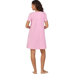 Cotton-Blend Short Sleeve V-Neck Sleep Shirt Women Sleepwear