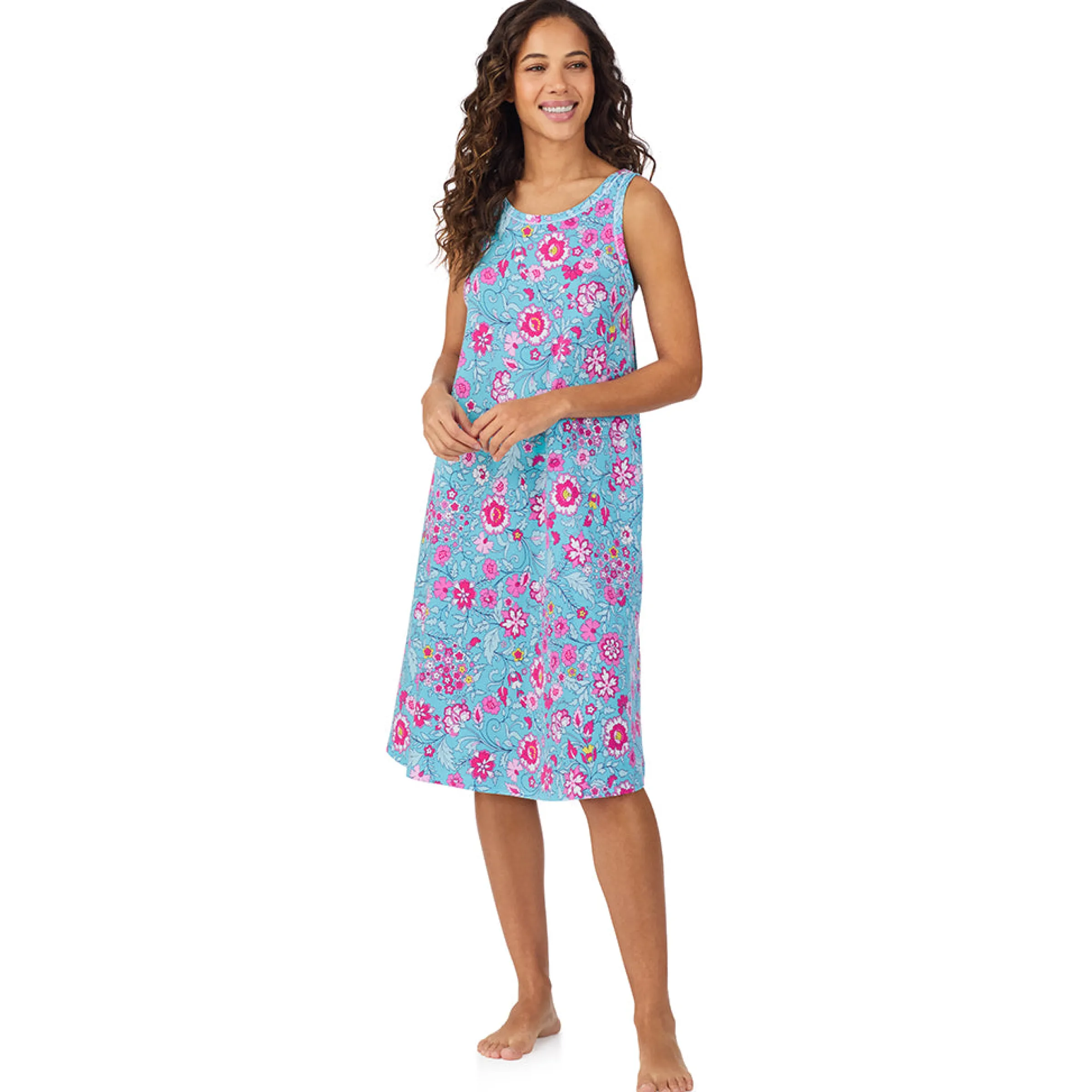 Sale Cotton-Blend Sleeveless Sleep Midi-Gown Women Sleepwear