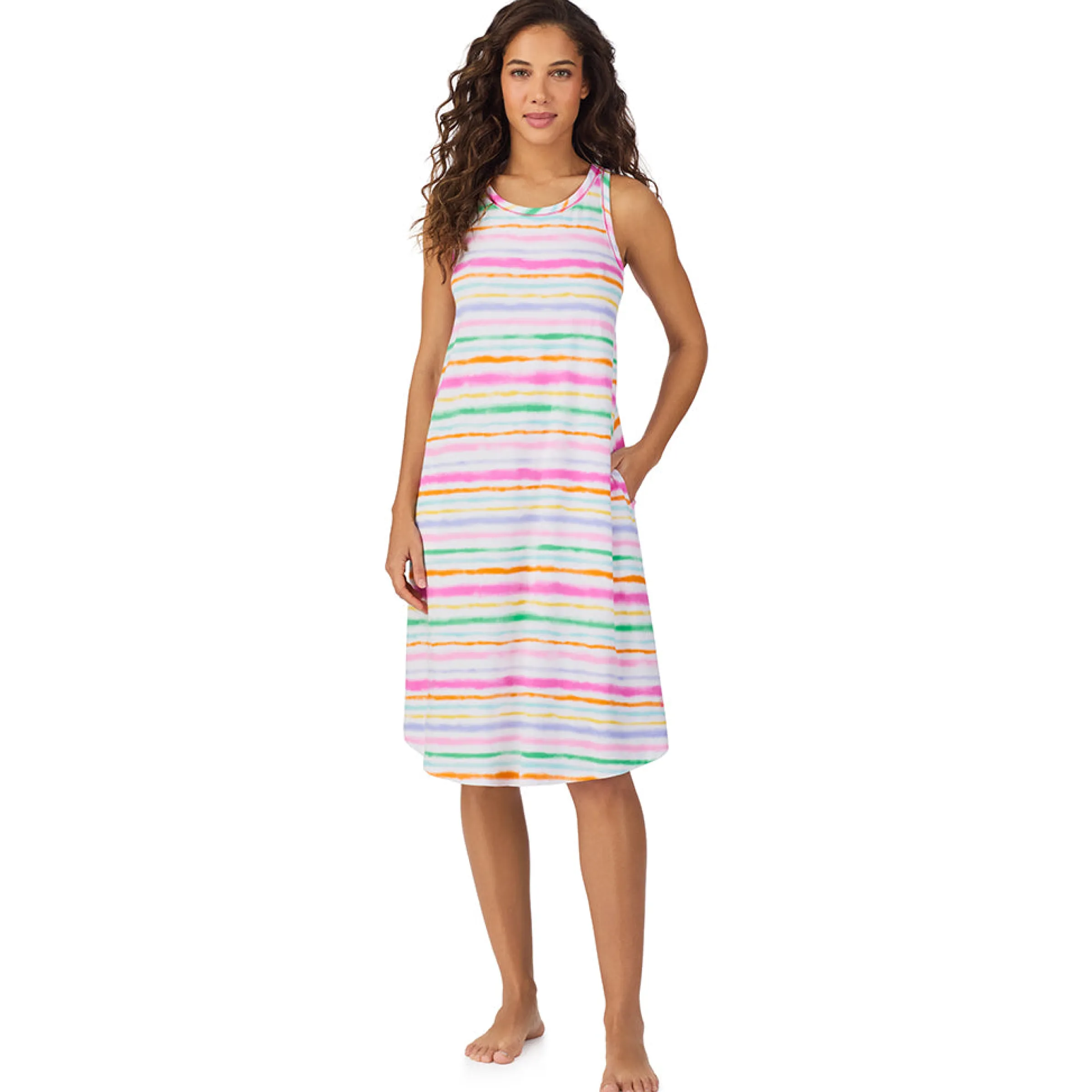 Sale Cotton-Blend Sleeveless Sleep Midi-Gown Women Sleepwear