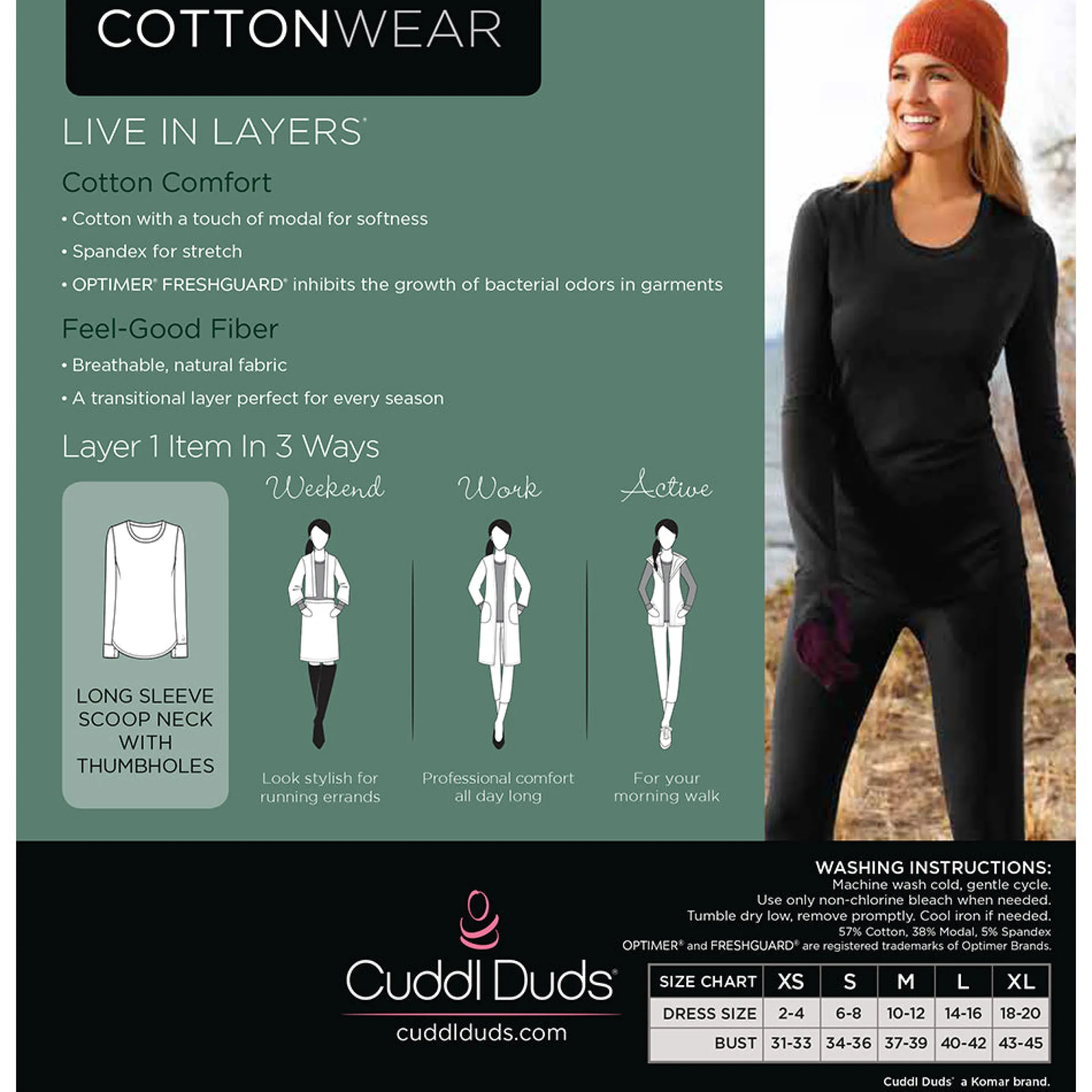Outlet Cottonwear Long Sleeve Scoop Neck Women Long Sleeves