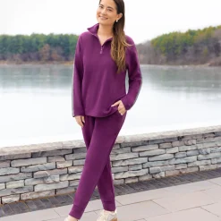Hot x Jennifer Lake Fleecewear with Stretch Half-Zip Pullover Women Lounge|Wraps + Hoodies