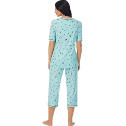 Cuddl Smart Elbow Sleeve Top with Cropped Pant Pajama Set Women Sleepwear