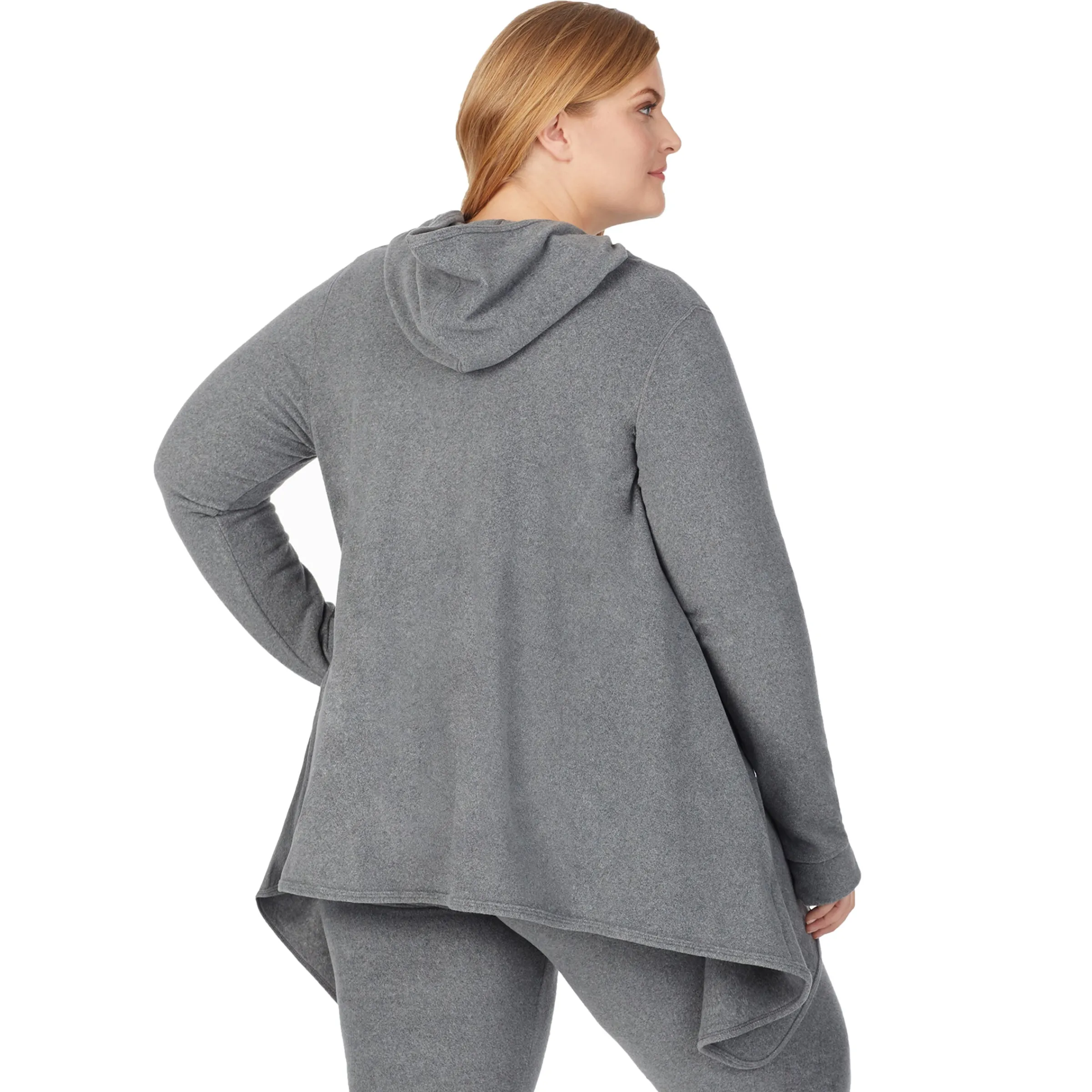 Hot Fleecewear With Stretch Long Sleeve Hooded Wrap PLUS Women Plus Size|Lounge