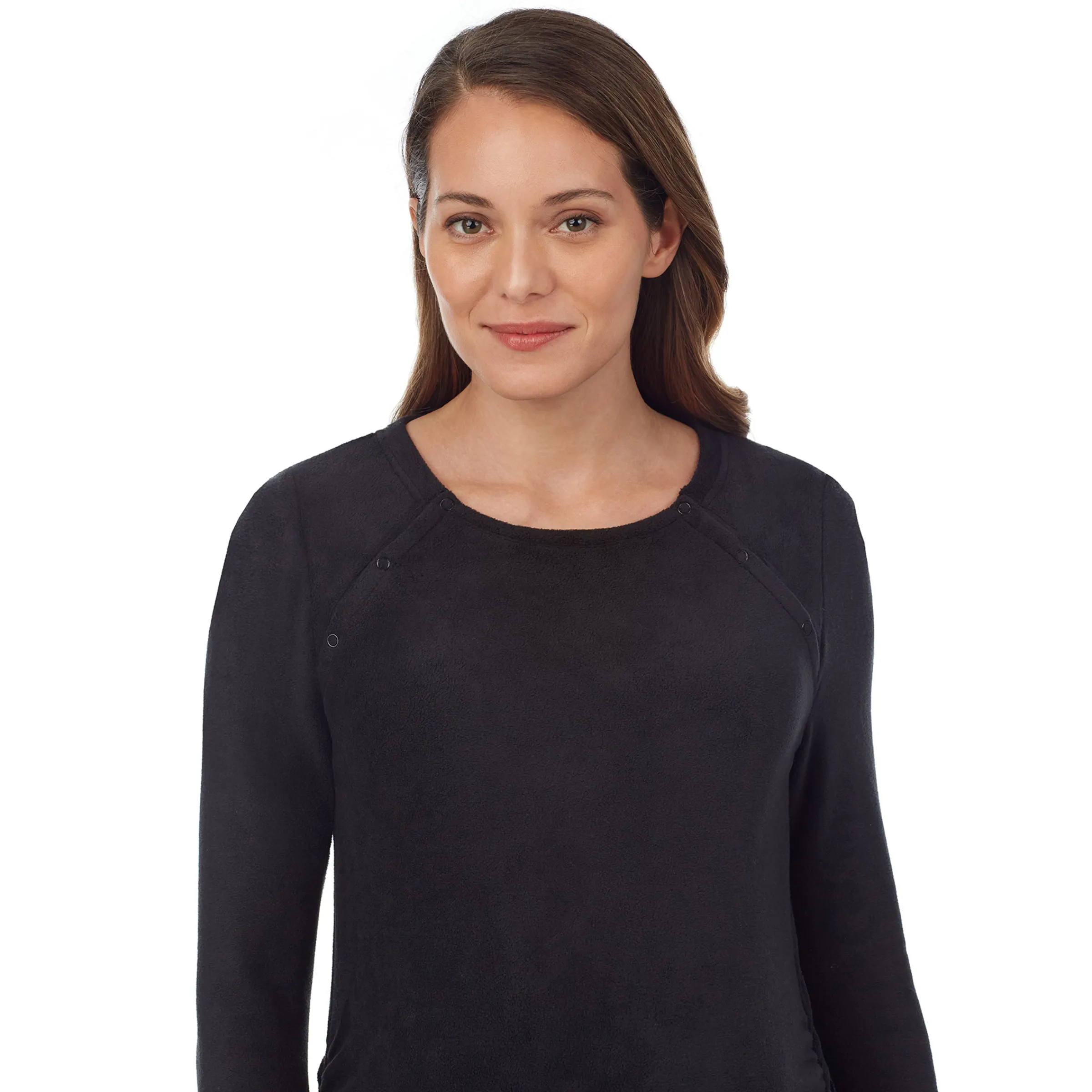 Sale Fleecewear With Stretch Maternity Snap Front Crew Women Maternity|Long Sleeves