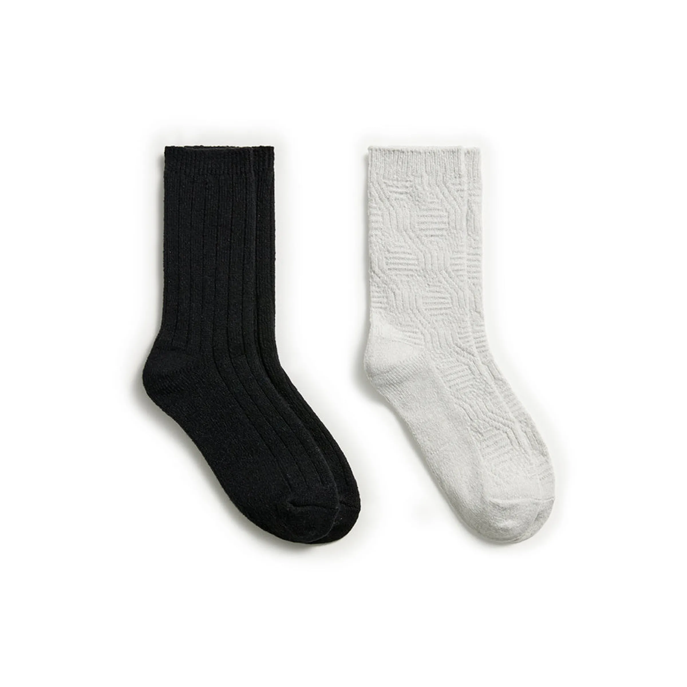 Sale Lace Diamond Texture/Wide Rib Crew Sock 2-Pack Women Socks|Women's Accessories
