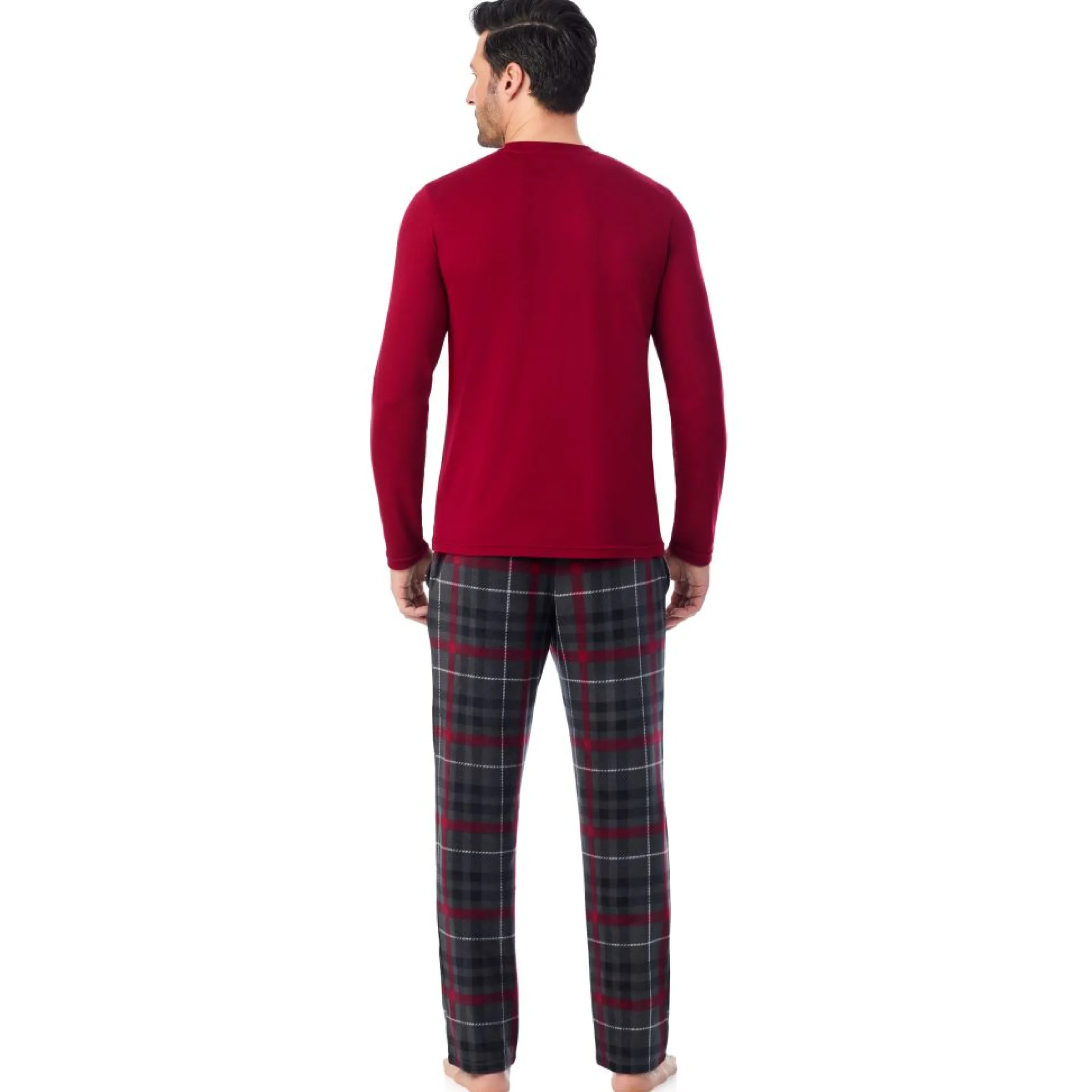 Clearance Mens Cabin Fleece Long Sleeve Crew and Pajama Pant 2-Pc Set Pants|Sleepwear