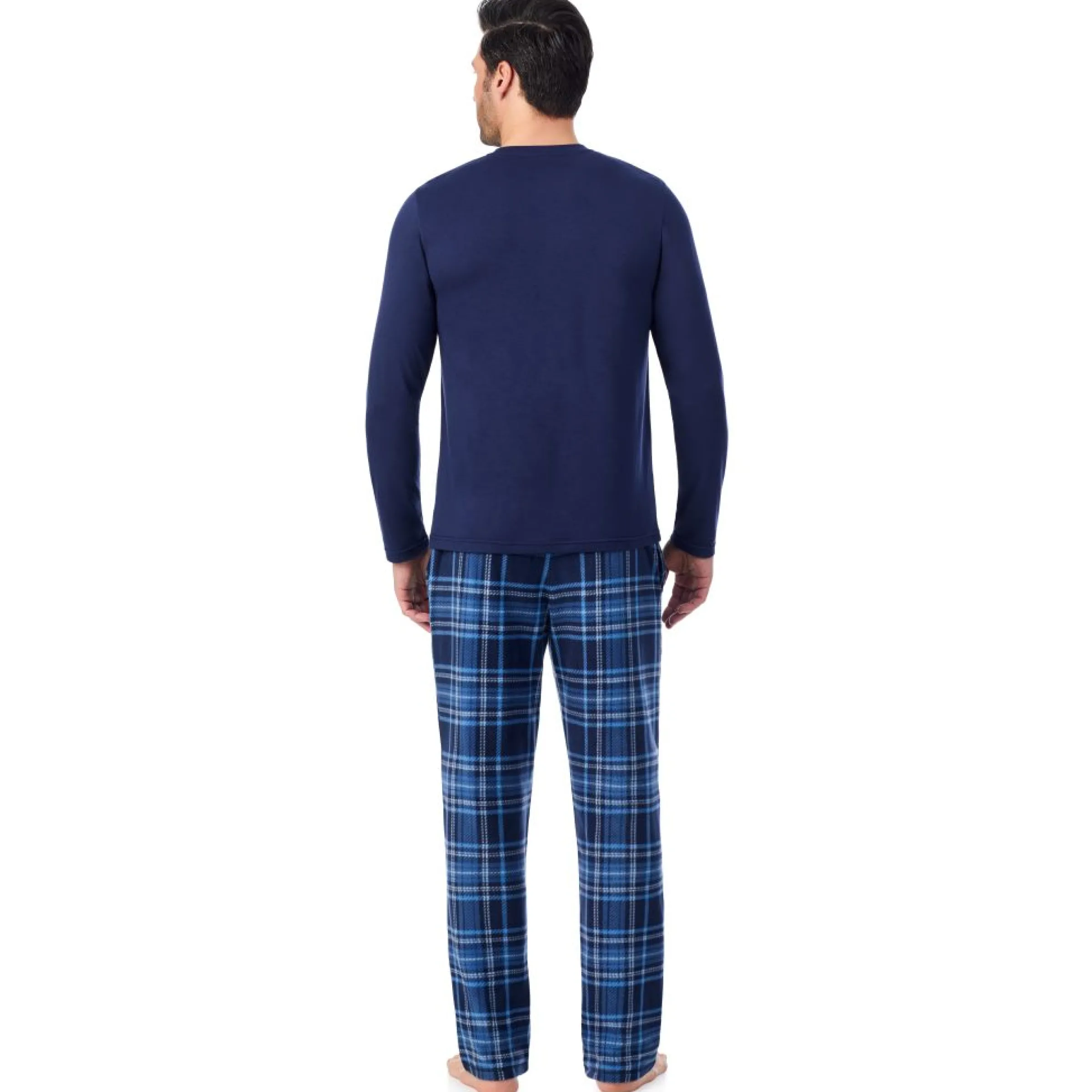 Clearance Mens Cabin Fleece Long Sleeve Crew and Pajama Pant 2-Pc Set Pants|Sleepwear