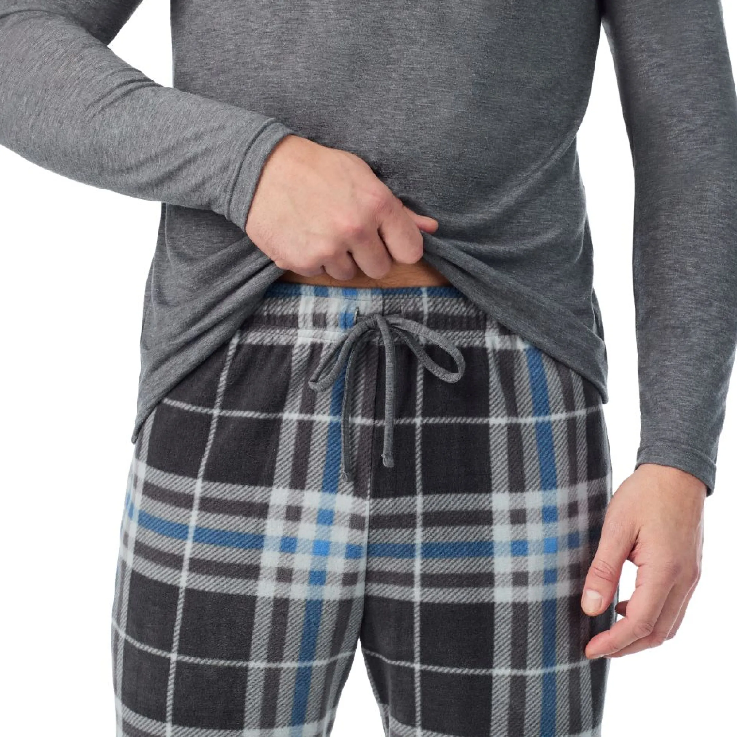 Clearance Mens Cabin Fleece Long Sleeve Crew and Pajama Pant 2-Pc Set Pants|Sleepwear