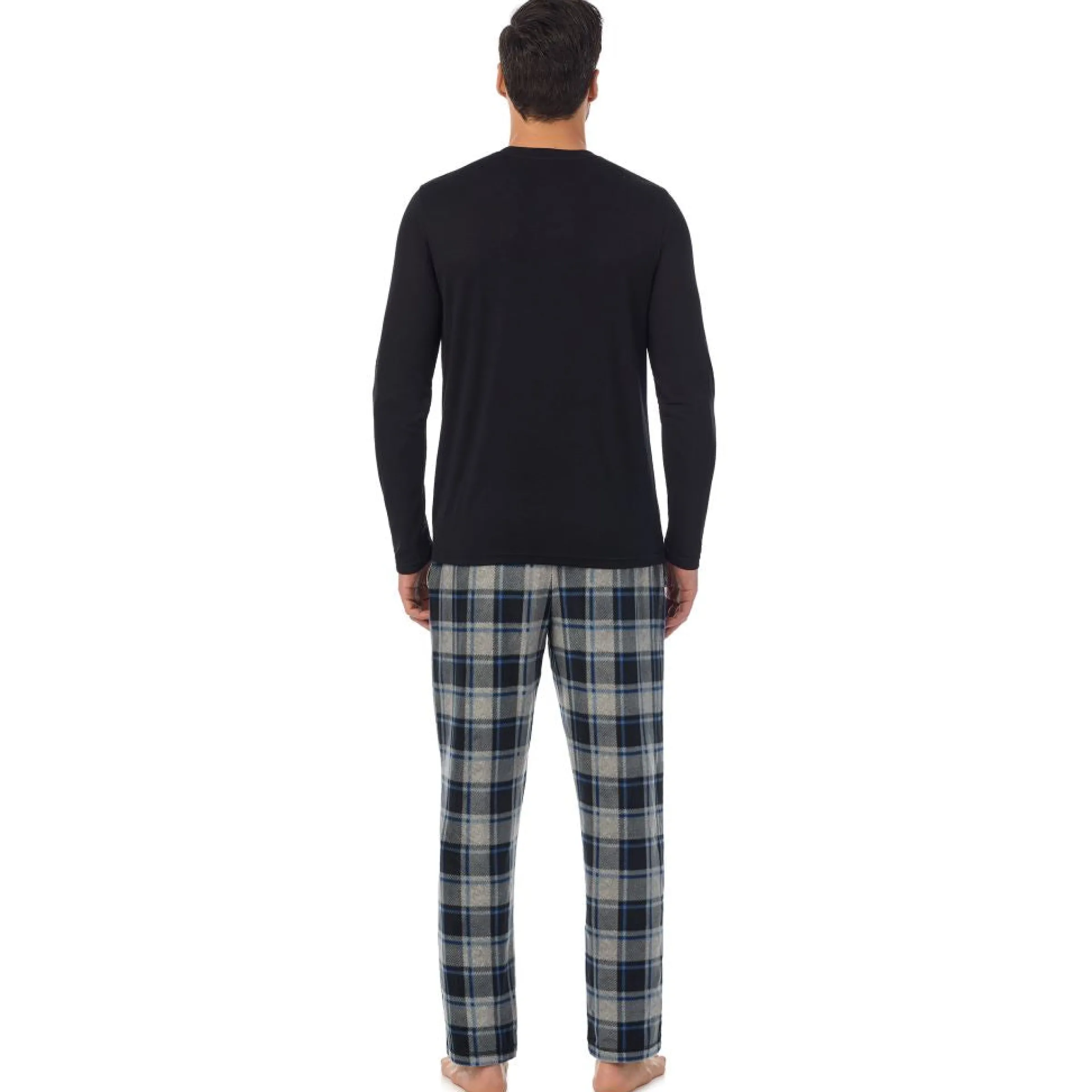 Discount Mens Cabin Fleece Long Sleeve Crew and Pajama Pant 2-Pc Set Sleepwear