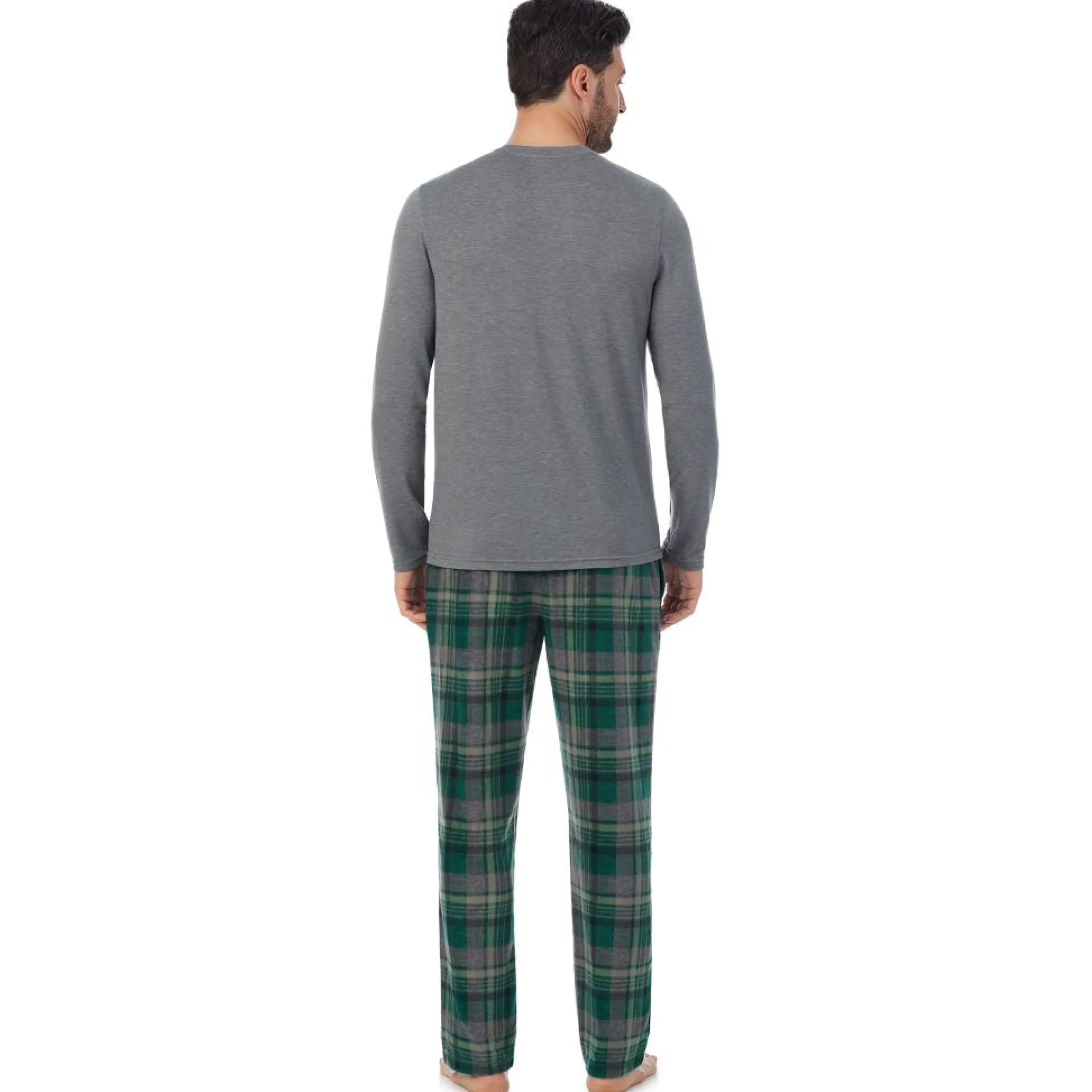 Discount Mens Cabin Fleece Long Sleeve Crew and Pajama Pant 2-Pc Set Sleepwear