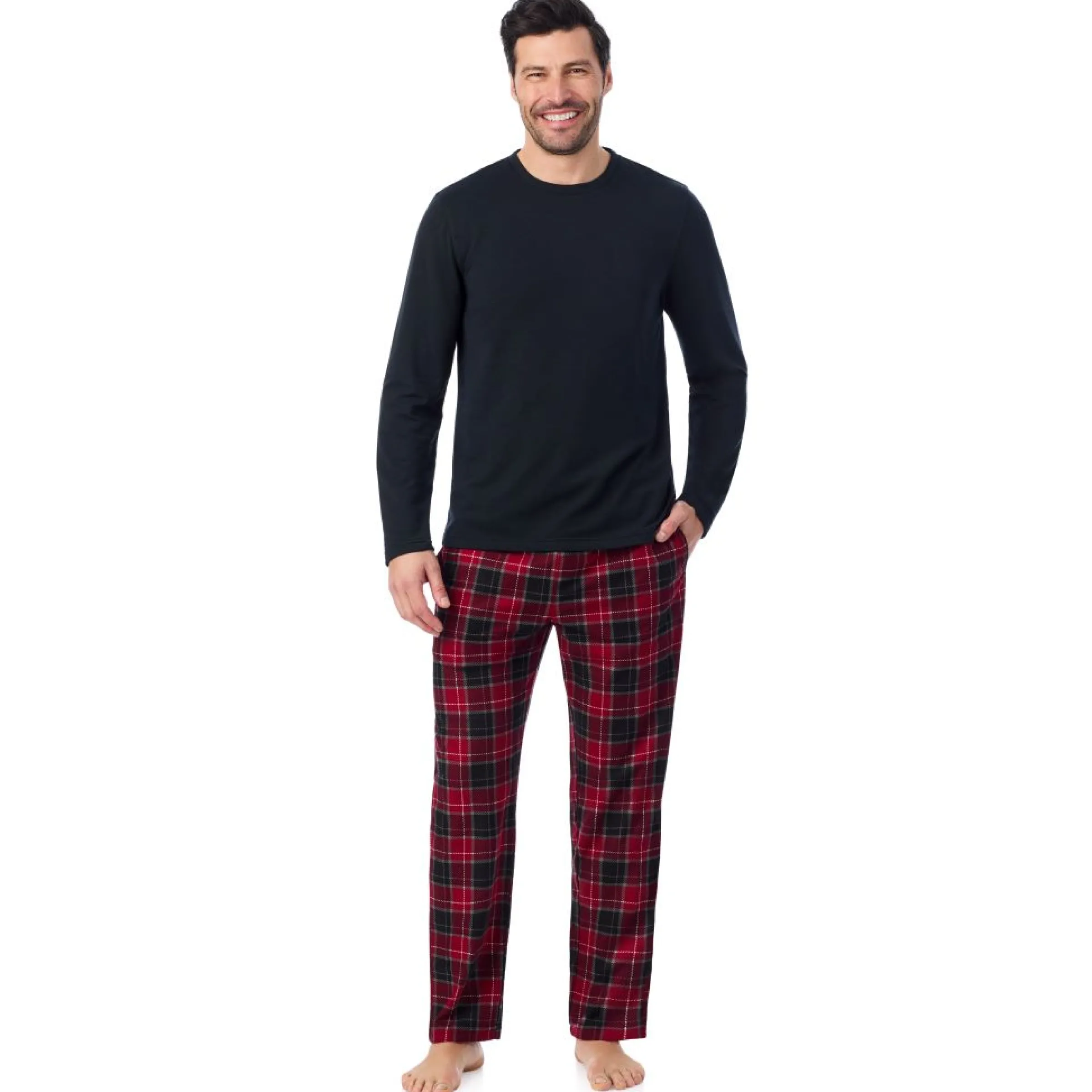 Best Mens Cozy Lodge Long Sleeve Crew and Pajama Pant 2-Pc Set Sleepwear|Pants