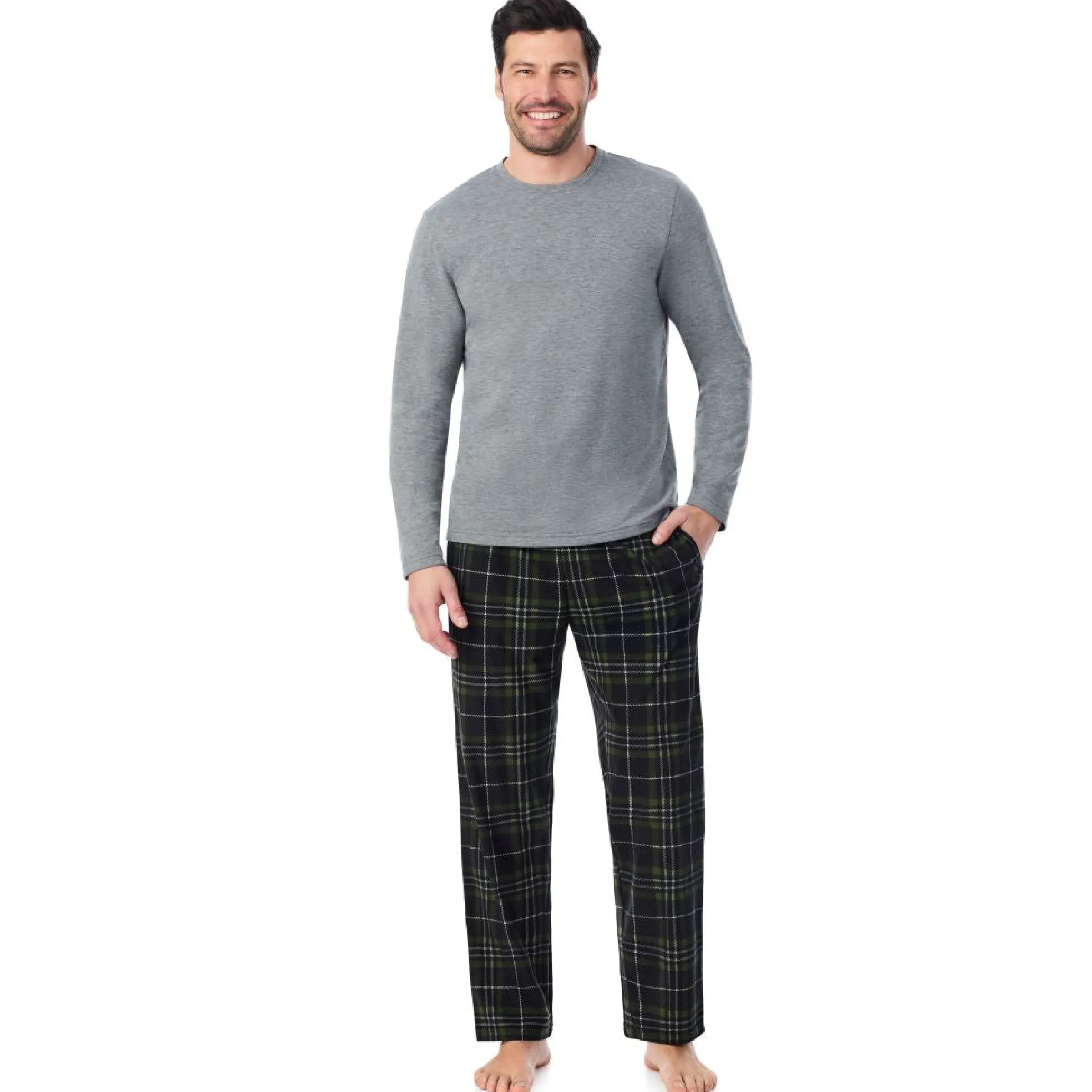 Best Mens Cozy Lodge Long Sleeve Crew and Pajama Pant 2-Pc Set Sleepwear|Pants