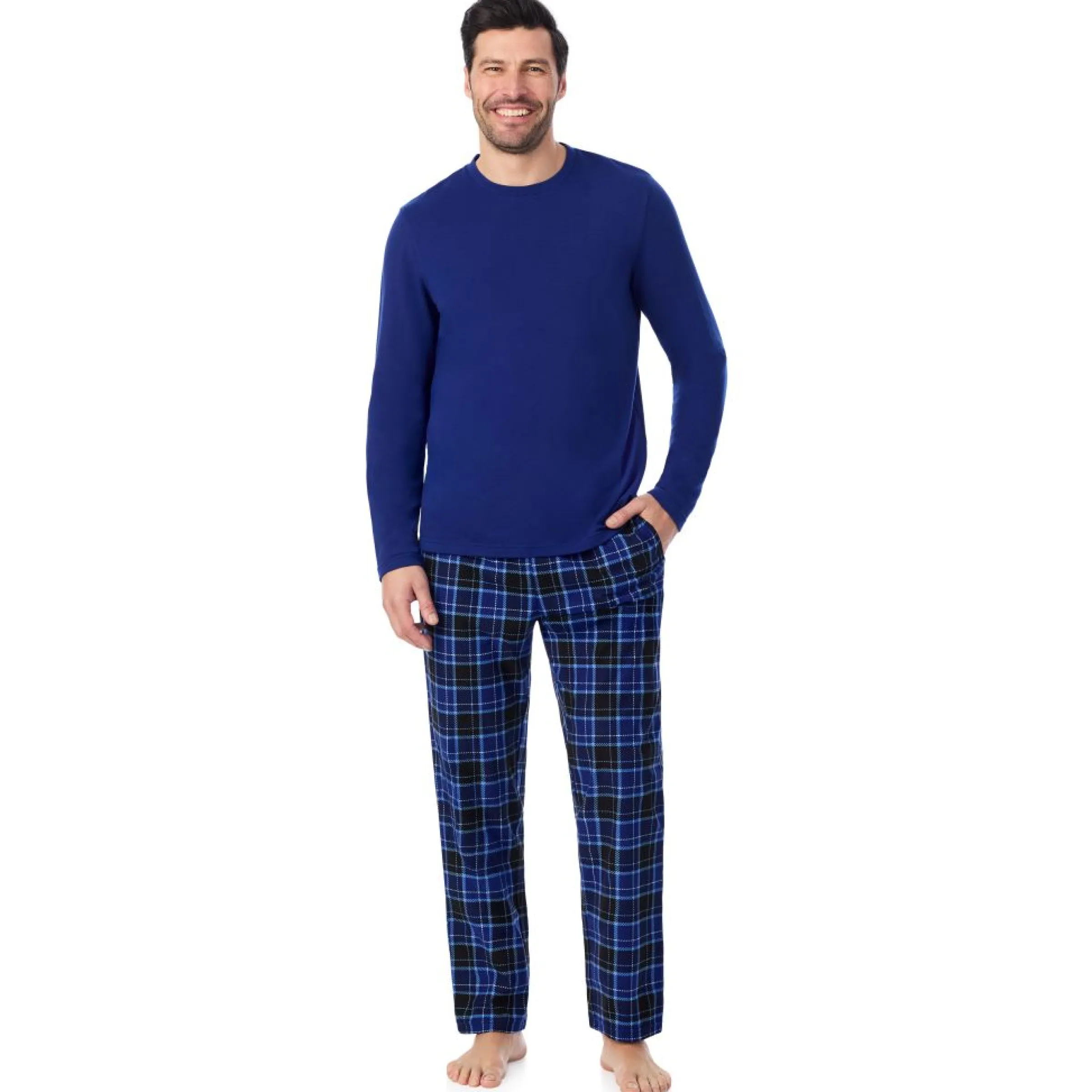 Best Mens Cozy Lodge Long Sleeve Crew and Pajama Pant 2-Pc Set Sleepwear|Pants