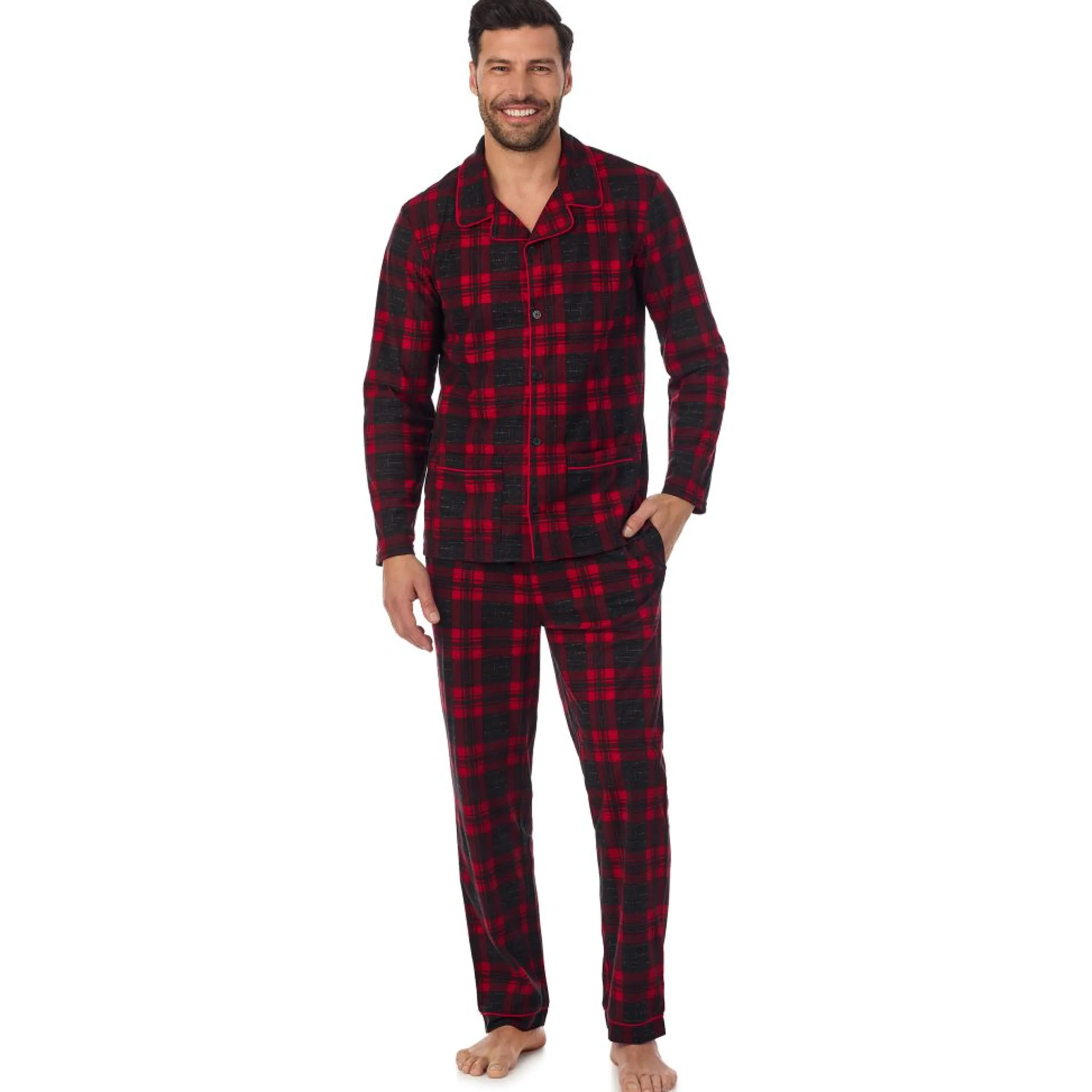 New Mens Cozy Lodge Notch Pajama 2-Pc Set Sleepwear