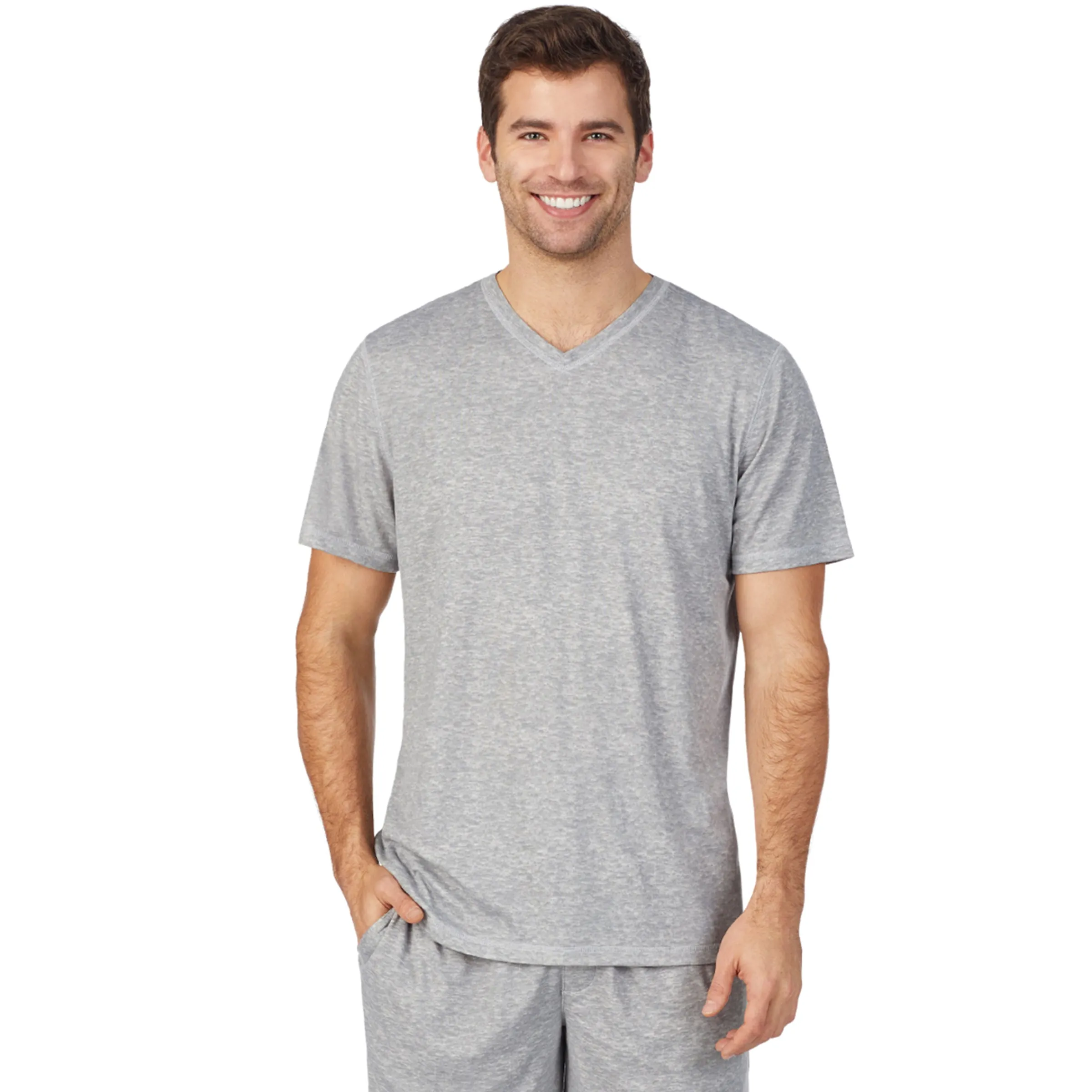 Best Mens Far-Infrared Enhance Sleep Short Sleeve V-Neck Top Sleepwear|Tops