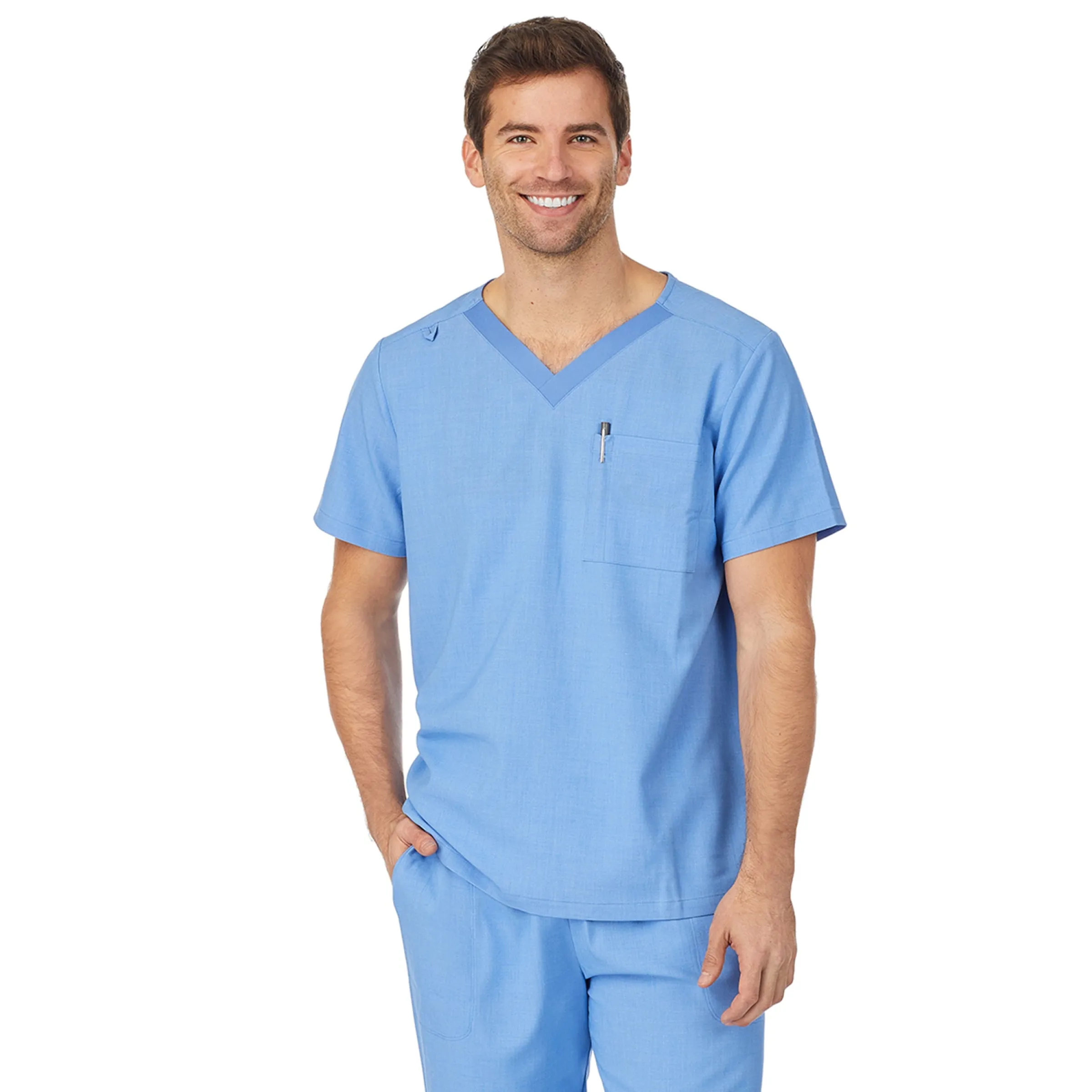 Outlet Mens Scrub V-Neck Top with Chest Pocket Scrubs|Mens Scrubs
