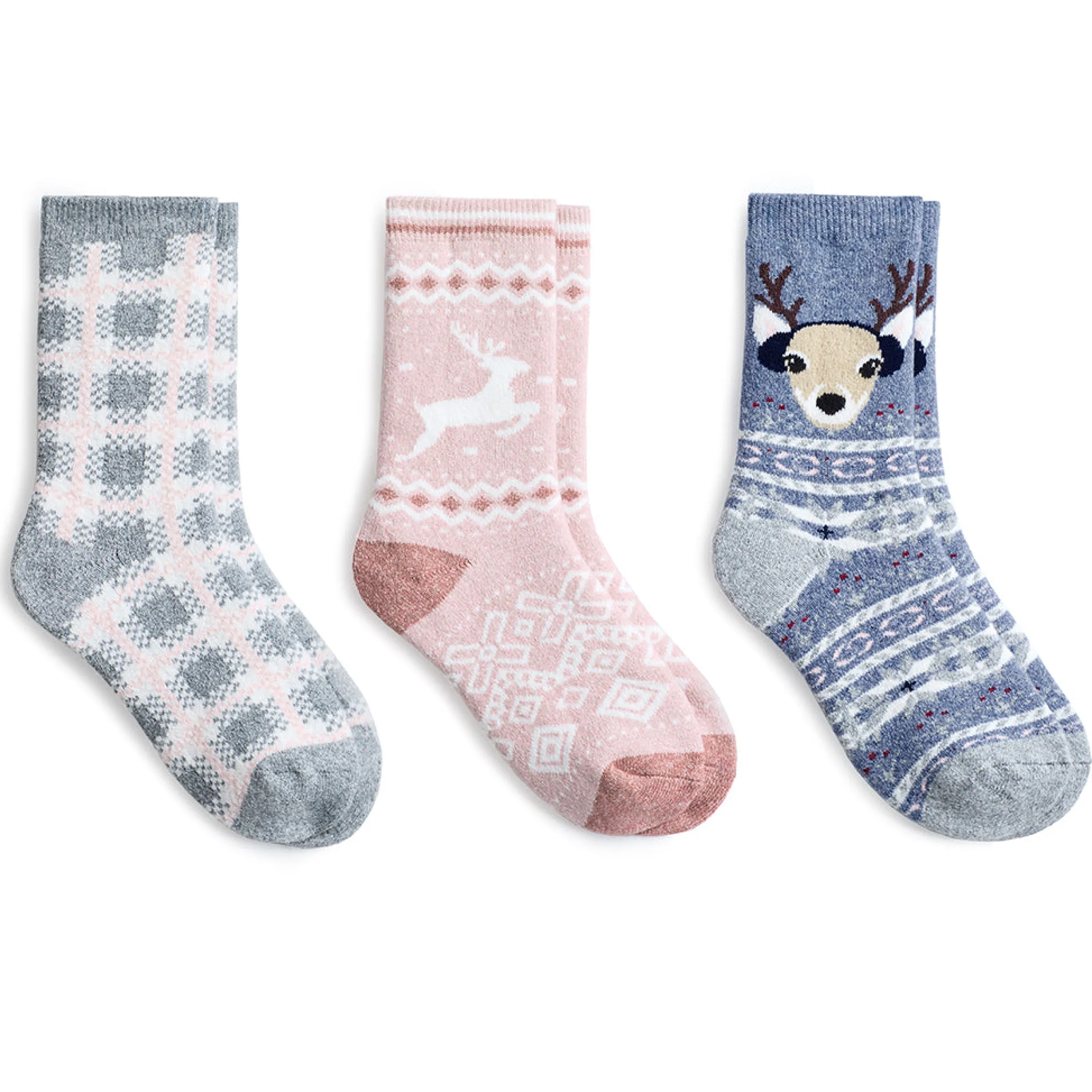 Best Reindeer Brushed Lounge Sock 3 Pack Women Socks|Women's Accessories