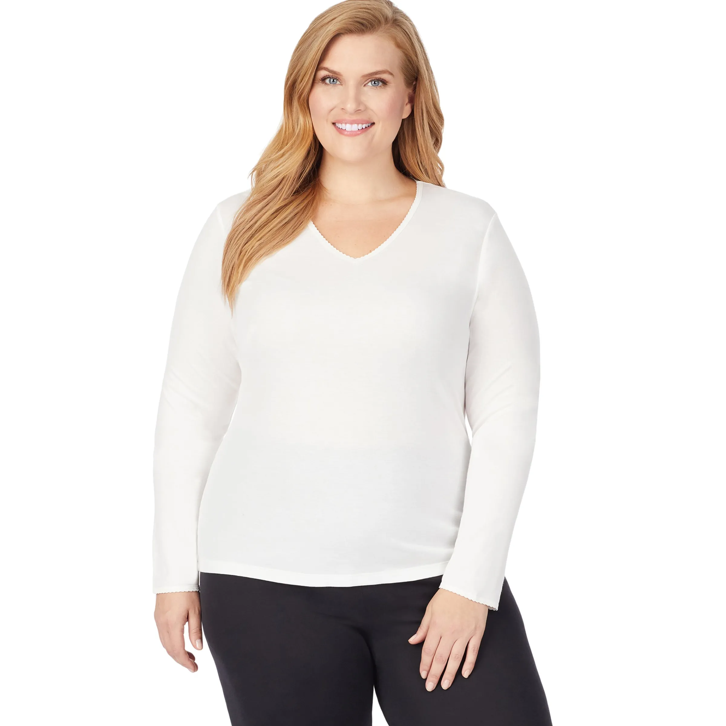 Clearance Softwear Lace Edge Long Sleeve V-Neck PLUS Women Plus Size|Long Sleeves