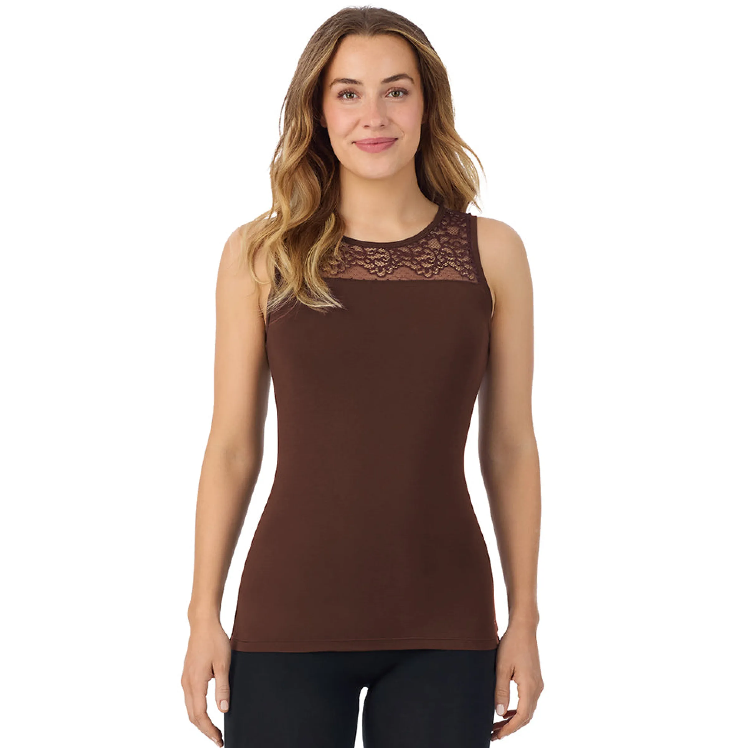Clearance Softwear With Stretch Crew Neck Tank With Lace Women Camis + Tanks + Tees
