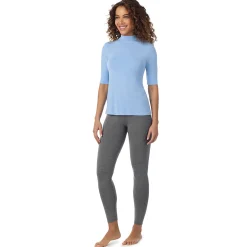 Softwear With Stretch Elbow Sleeve Mock Neck Women Camis + Tanks + Tees
