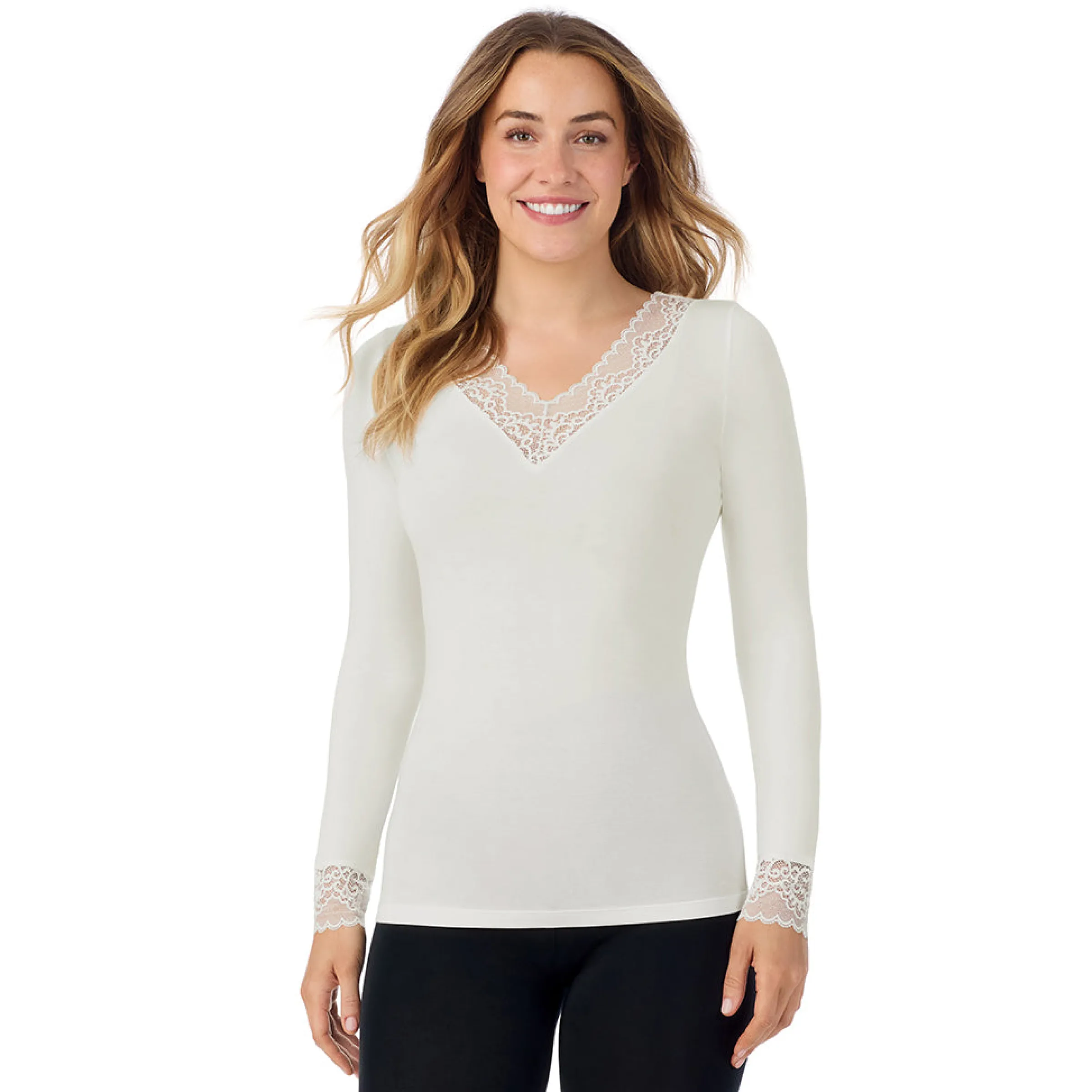 Discount Softwear With Stretch Long Sleeve V-Neck With Lace Women Long Sleeves
