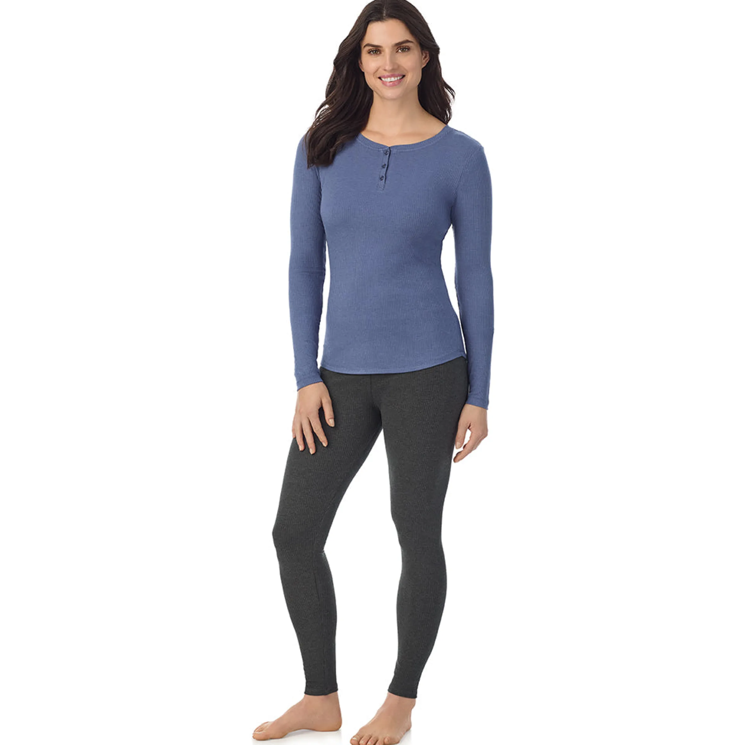 Discount Stretch Rib Long Sleeve Henley Women Long Sleeves