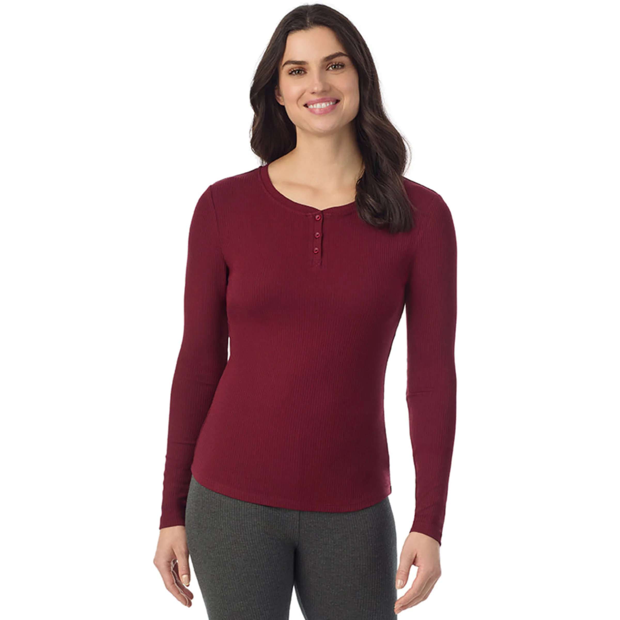 Discount Stretch Rib Long Sleeve Henley Women Long Sleeves