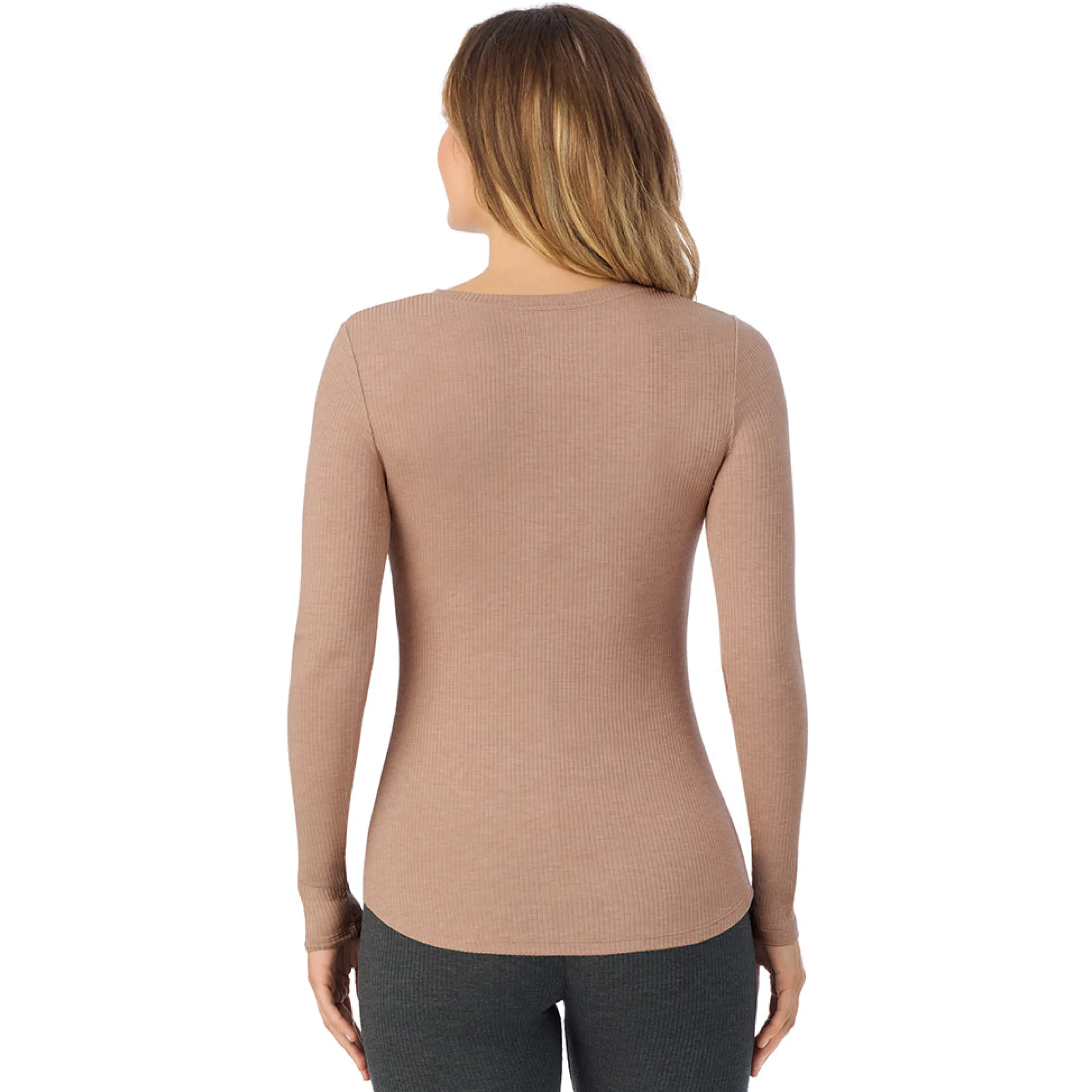 Discount Stretch Rib Long Sleeve Henley Women Long Sleeves