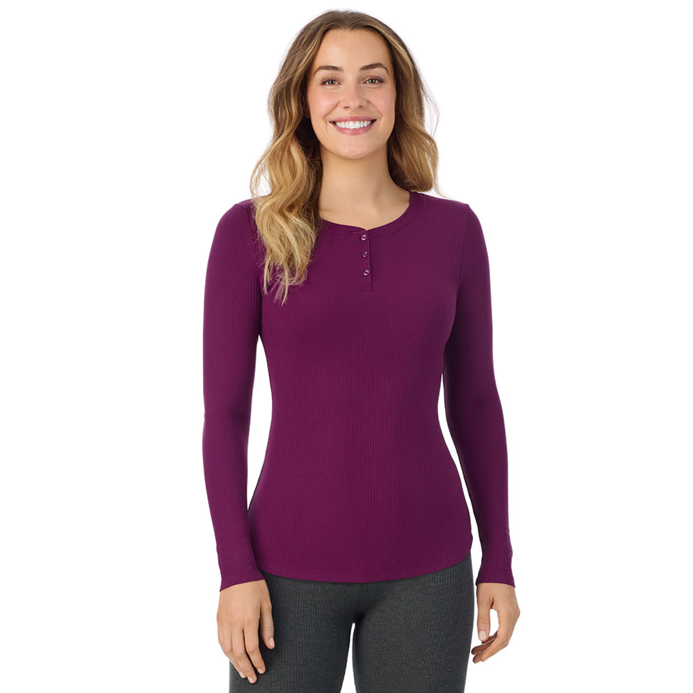 Discount Stretch Rib Long Sleeve Henley Women Long Sleeves