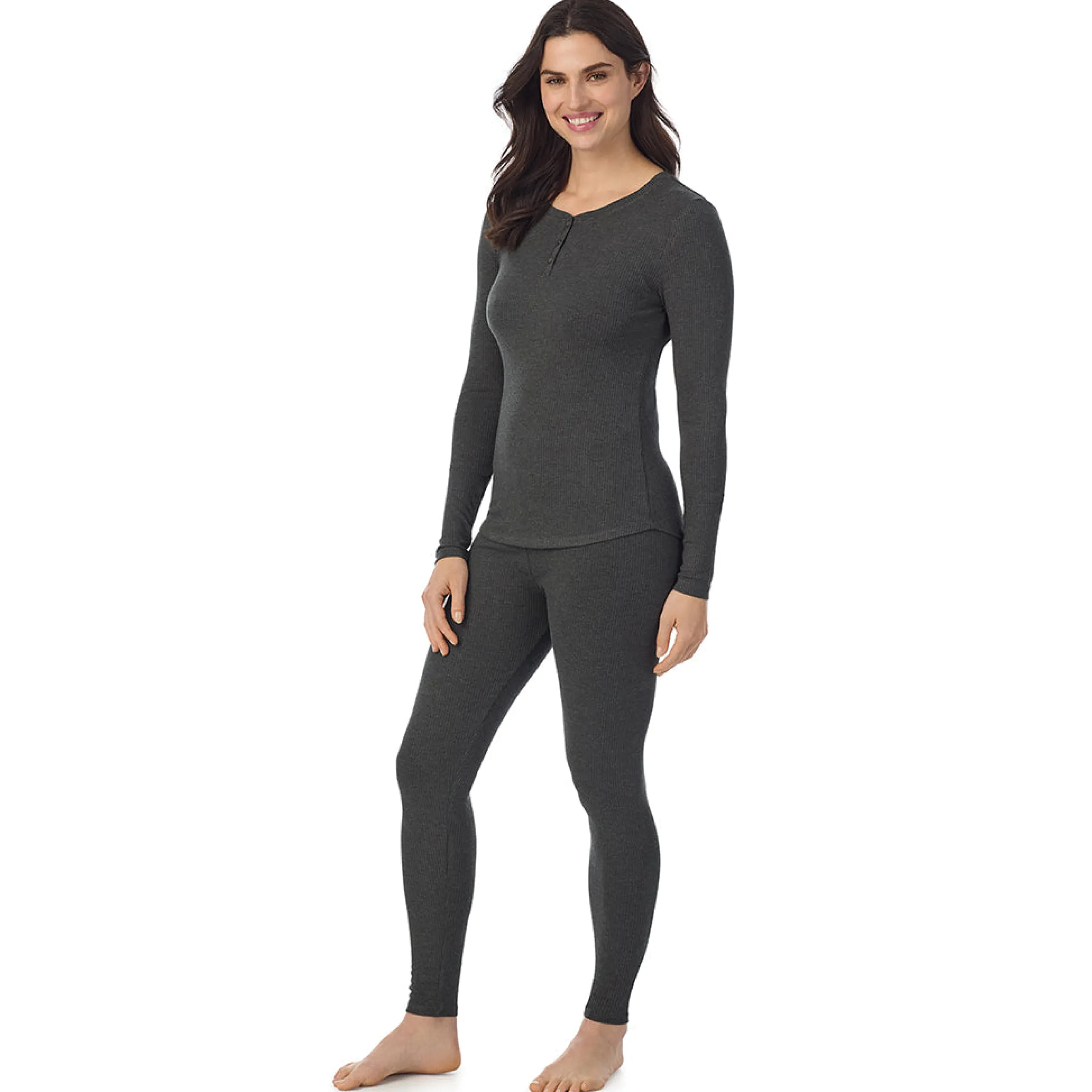 Discount Stretch Rib Long Sleeve Henley Women Long Sleeves