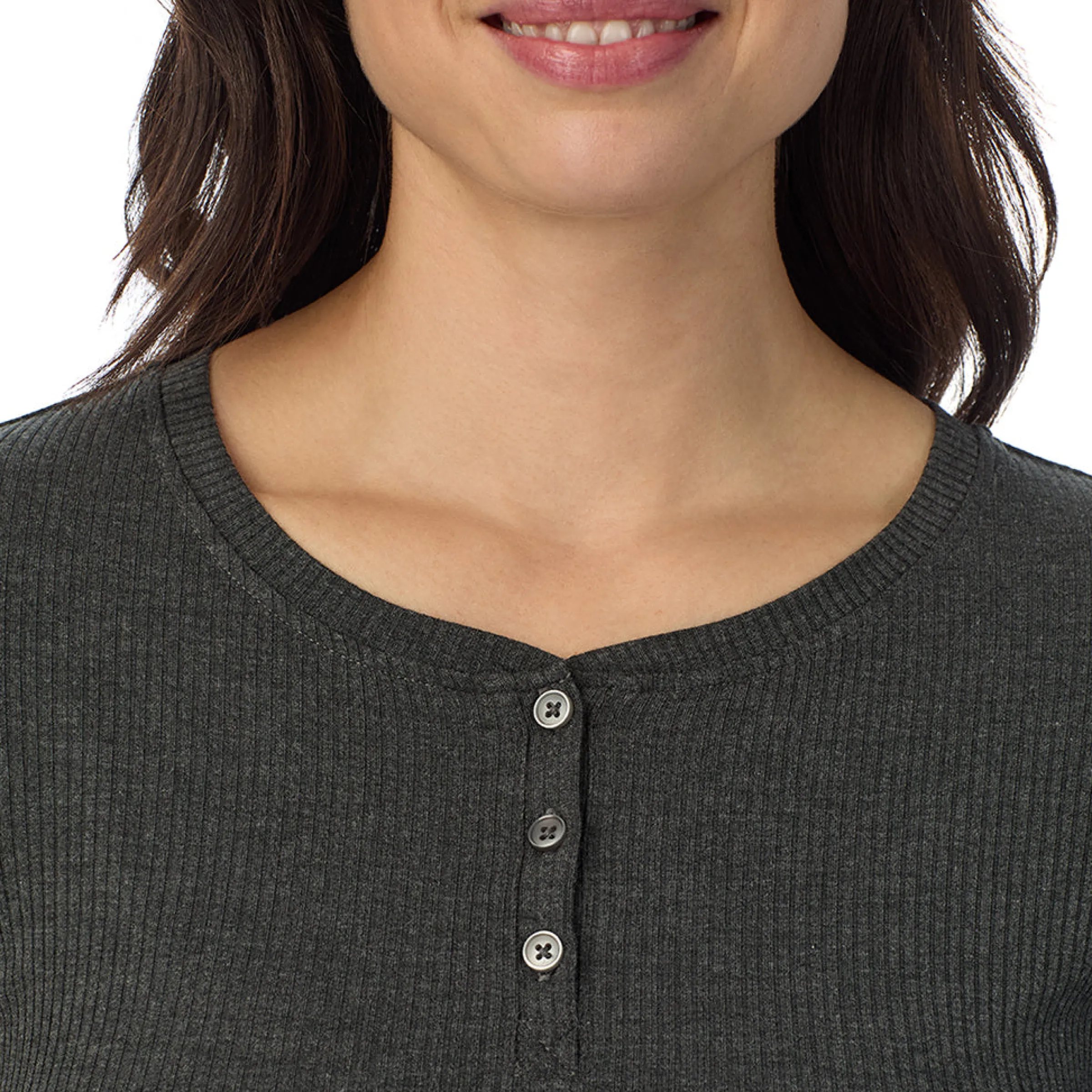 Discount Stretch Rib Long Sleeve Henley Women Long Sleeves