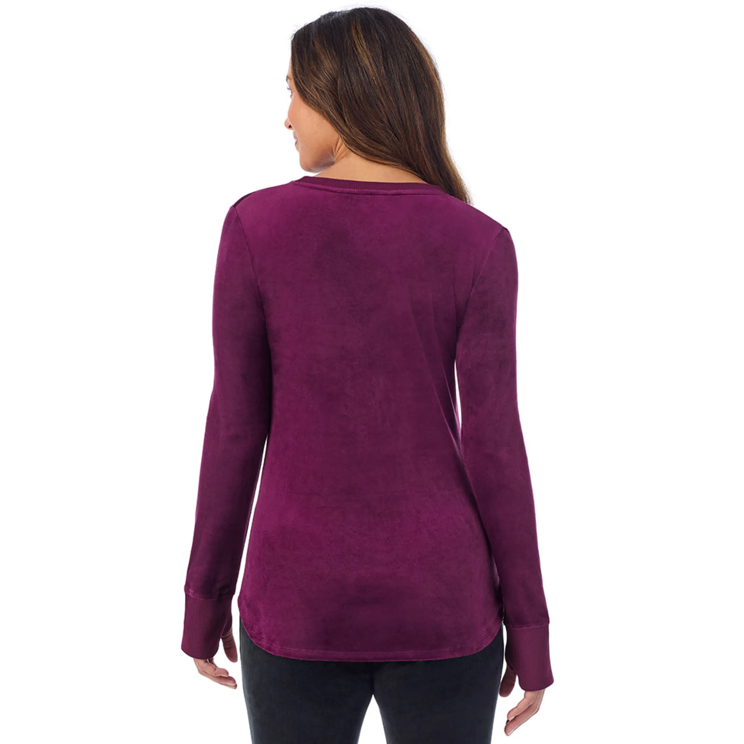 Outlet Stretch Velour Long Sleeve V-Neck Women Long Sleeves