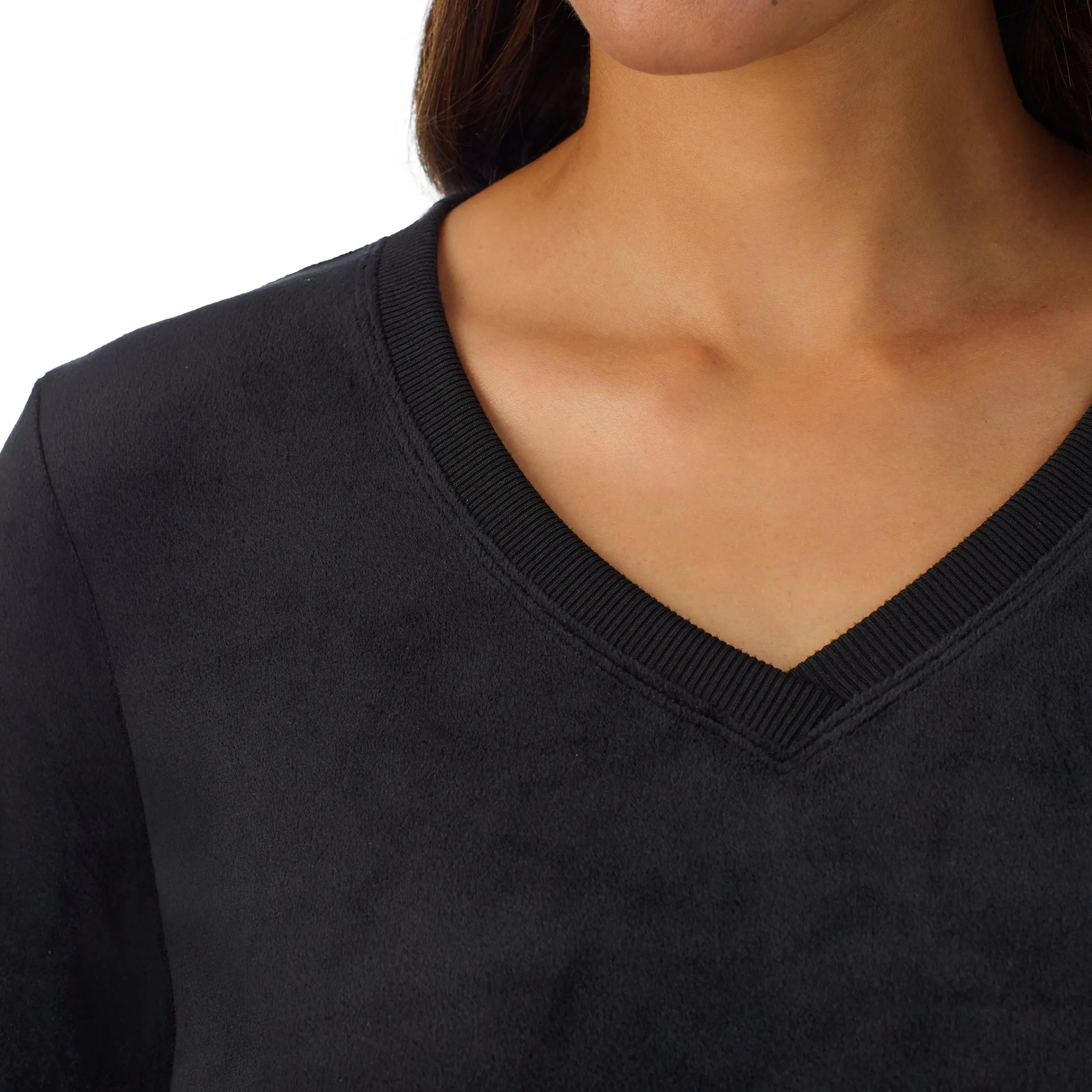 Sale Stretch Velour Long Sleeve V-Neck Women Long Sleeves