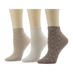 Best Twist Tile Textured Solid Color Low Cut Sock 3-Pack Women Socks|Women's Accessories