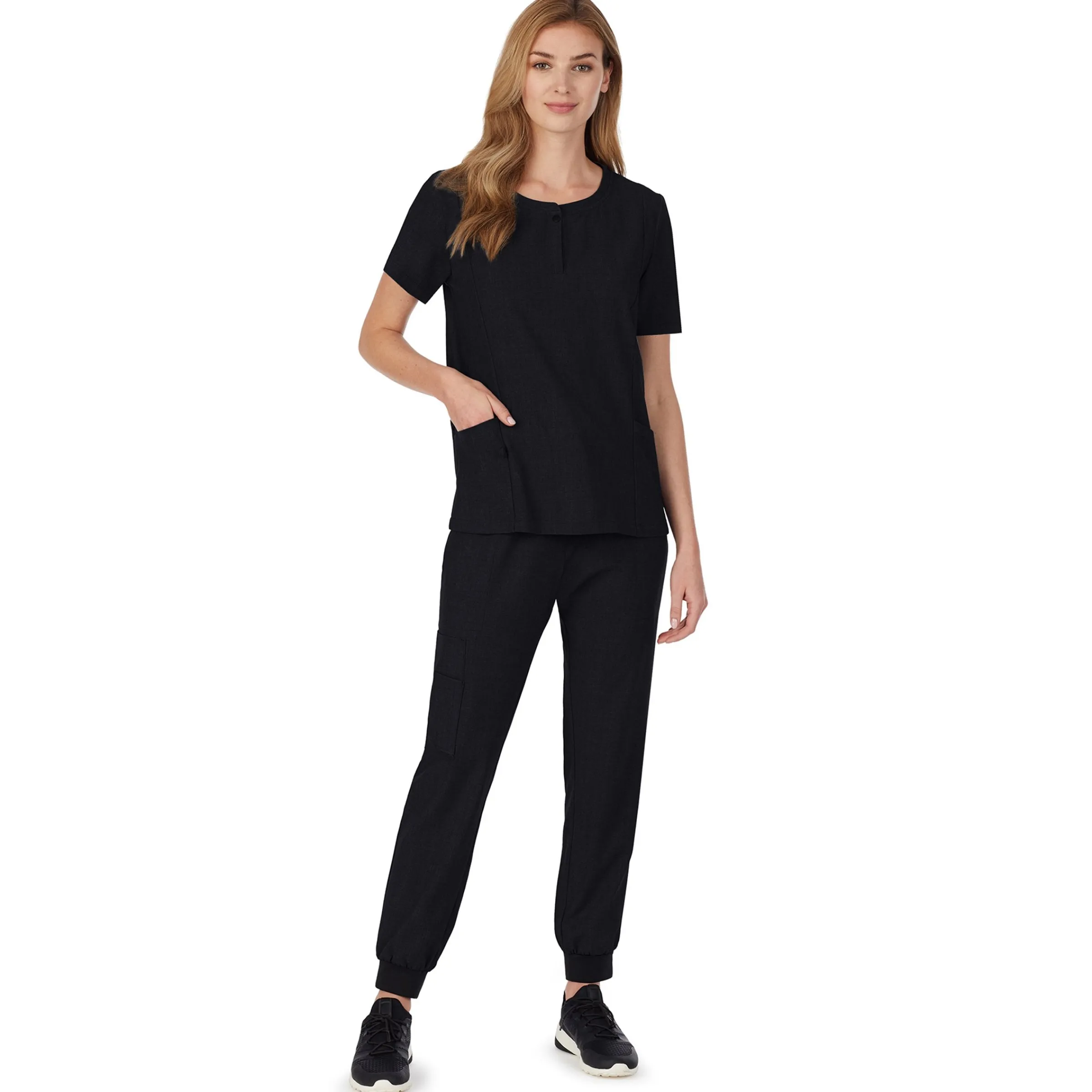 Discount Womens Scrub Henley Neck Top with Side Pockets PETITE Women Womens Scrubs|Scrubs