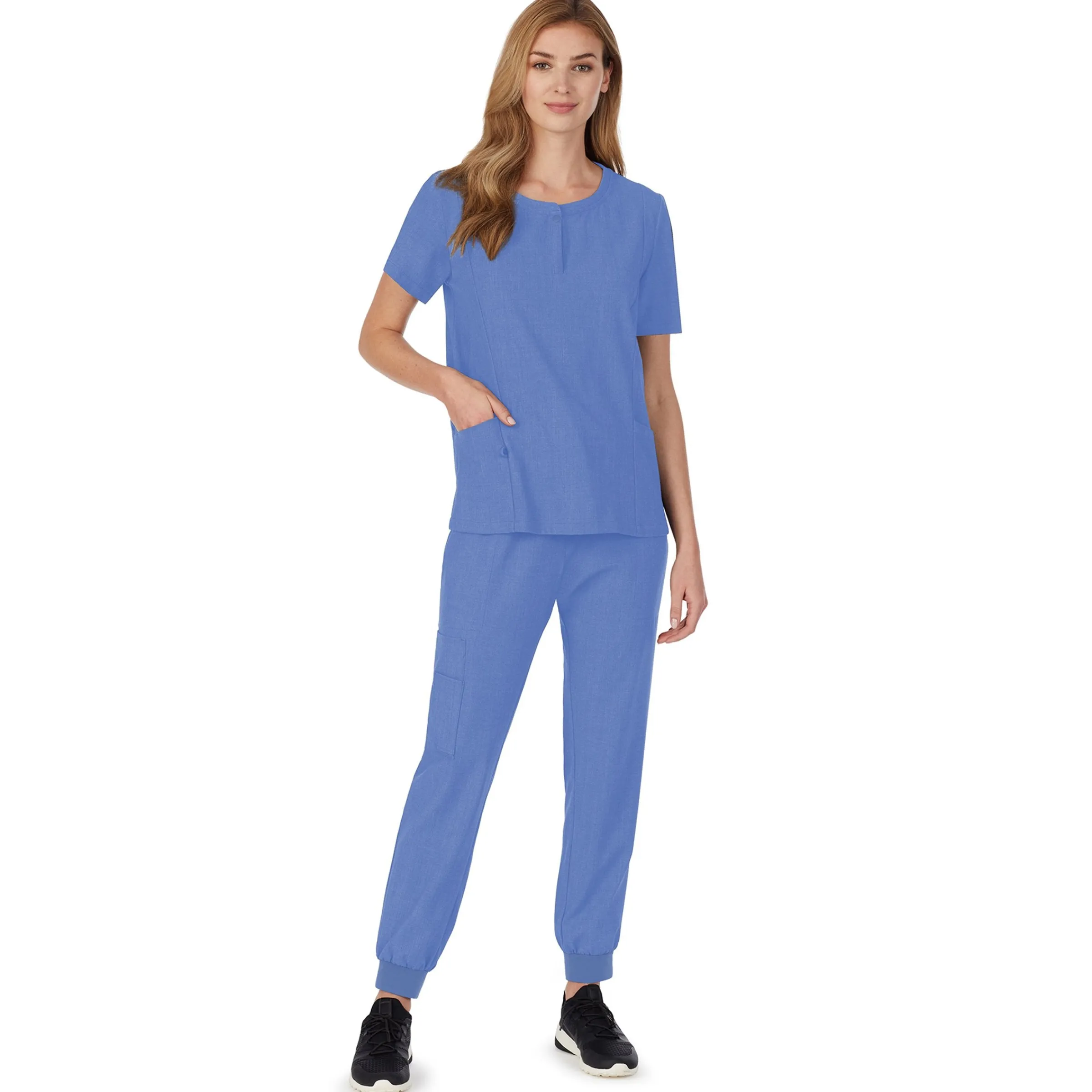 Discount Womens Scrub Henley Neck Top with Side Pockets PETITE Women Womens Scrubs|Scrubs