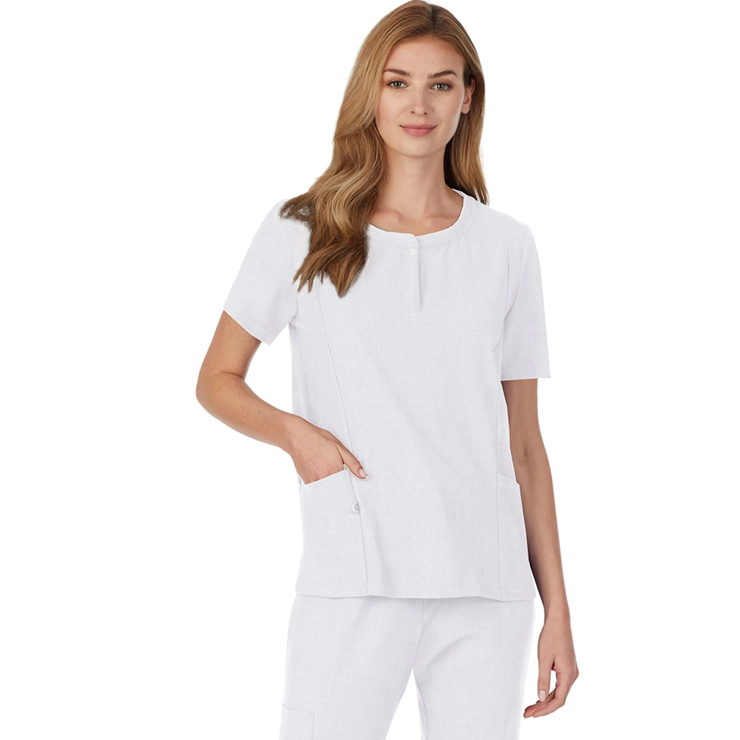 Discount Womens Scrub Henley Neck Top with Side Pockets PETITE Women Womens Scrubs|Scrubs