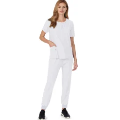 Discount Womens Scrub Henley Neck Top with Side Pockets PETITE Women Womens Scrubs|Scrubs