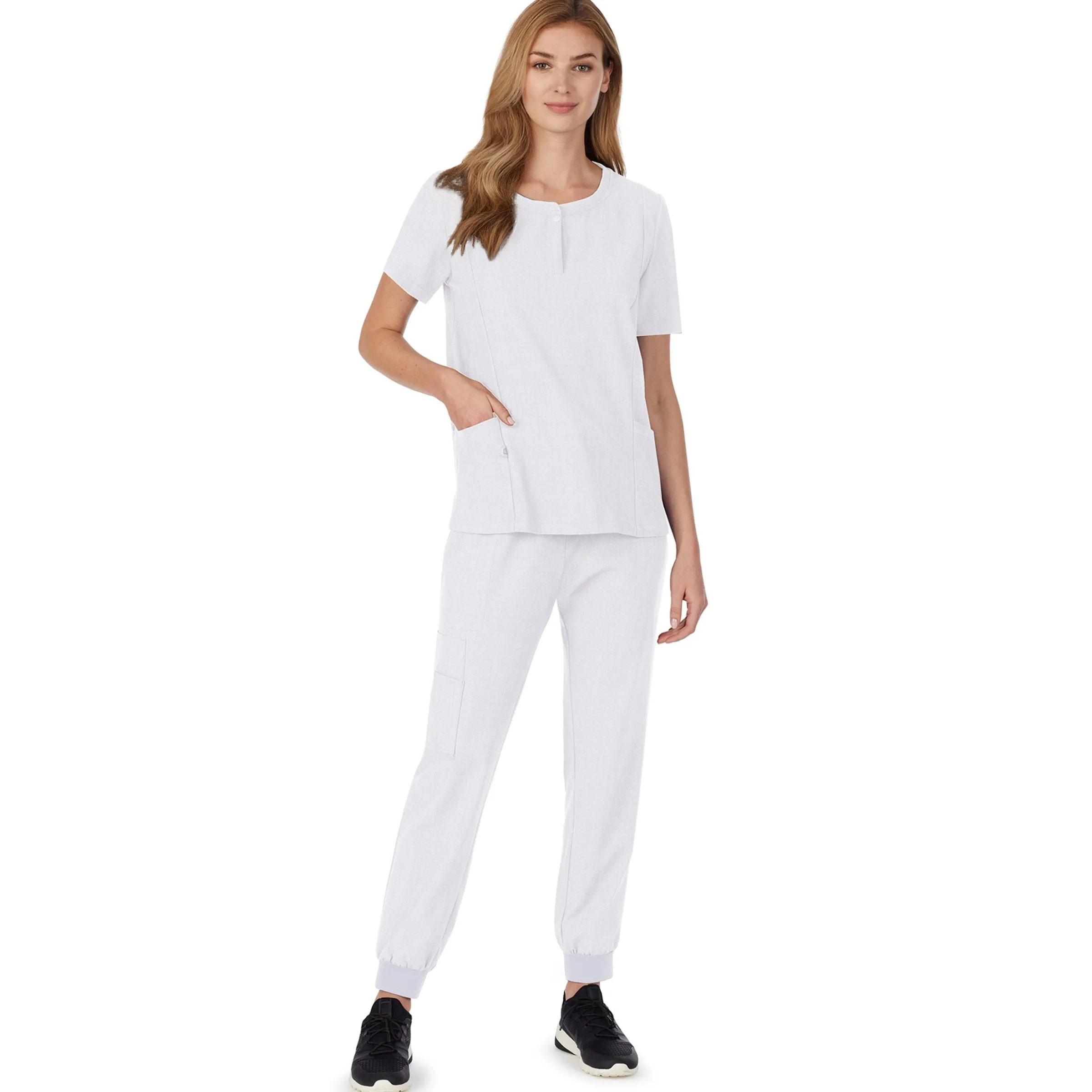 Discount Womens Scrub Henley Neck Top with Side Pockets PETITE Women Womens Scrubs|Scrubs