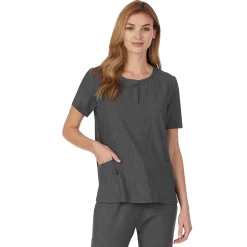 Discount Womens Scrub Henley Neck Top with Side Pockets PETITE Women Womens Scrubs|Scrubs
