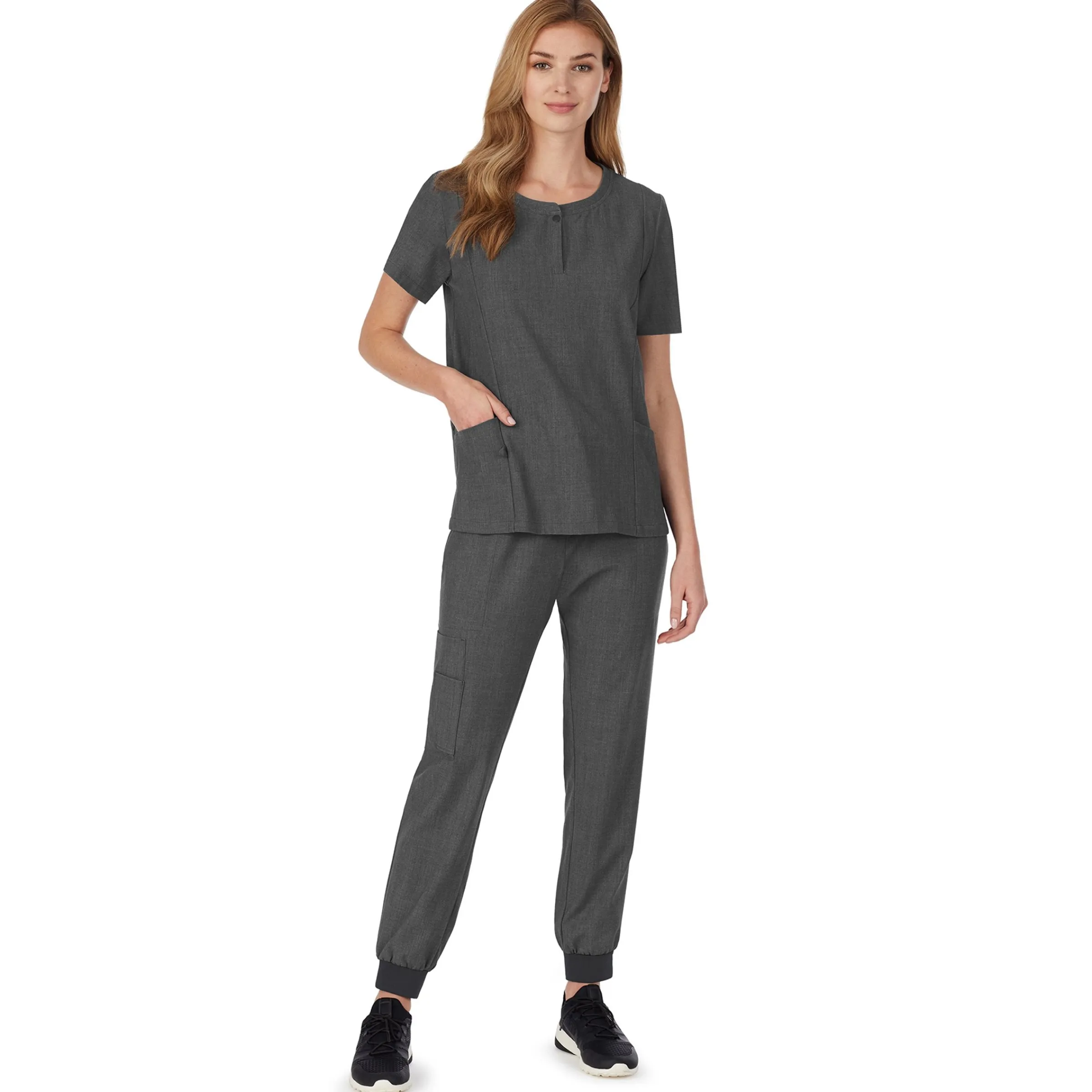 Discount Womens Scrub Henley Neck Top with Side Pockets PETITE Women Womens Scrubs|Scrubs